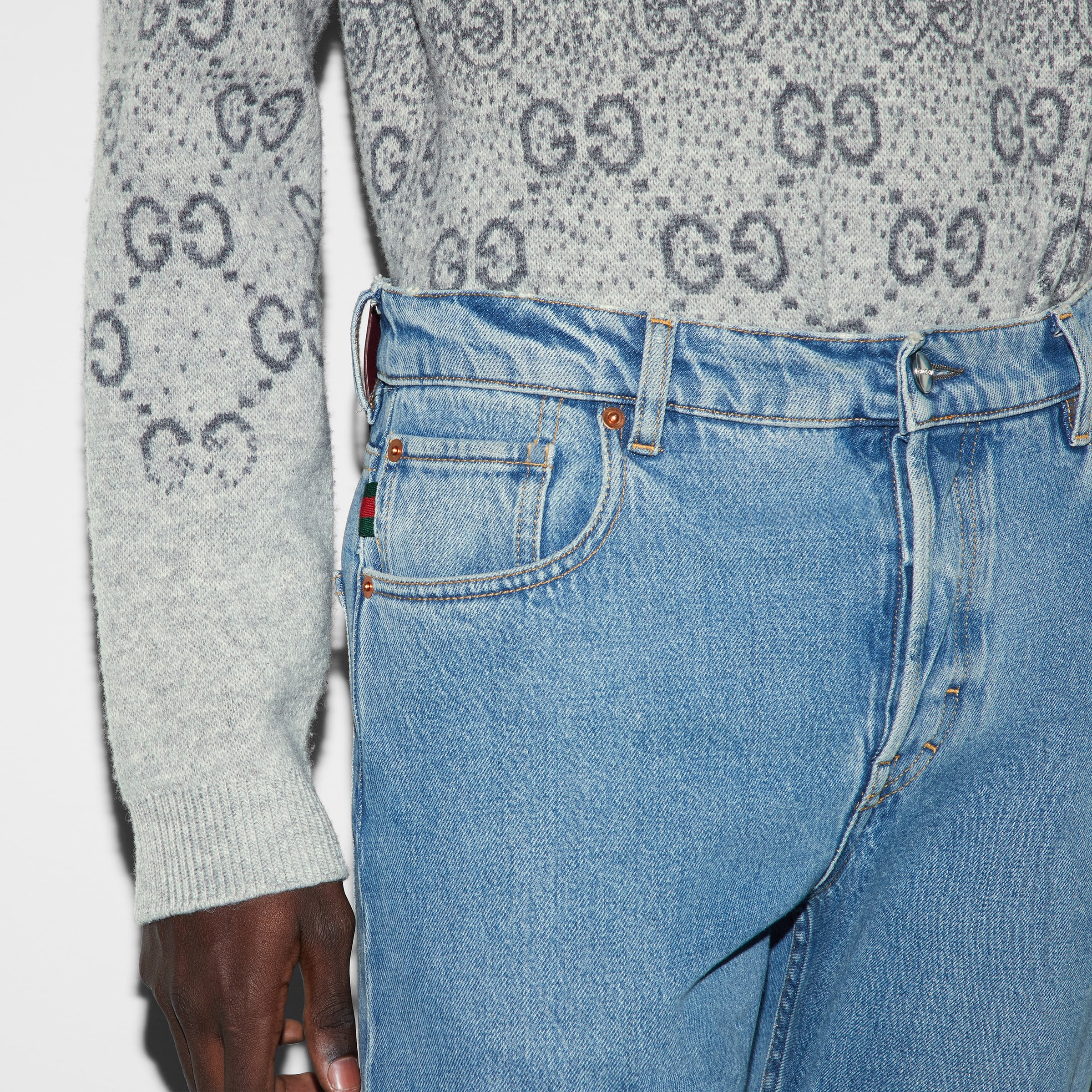 Tapered denim pant with Web - 5
