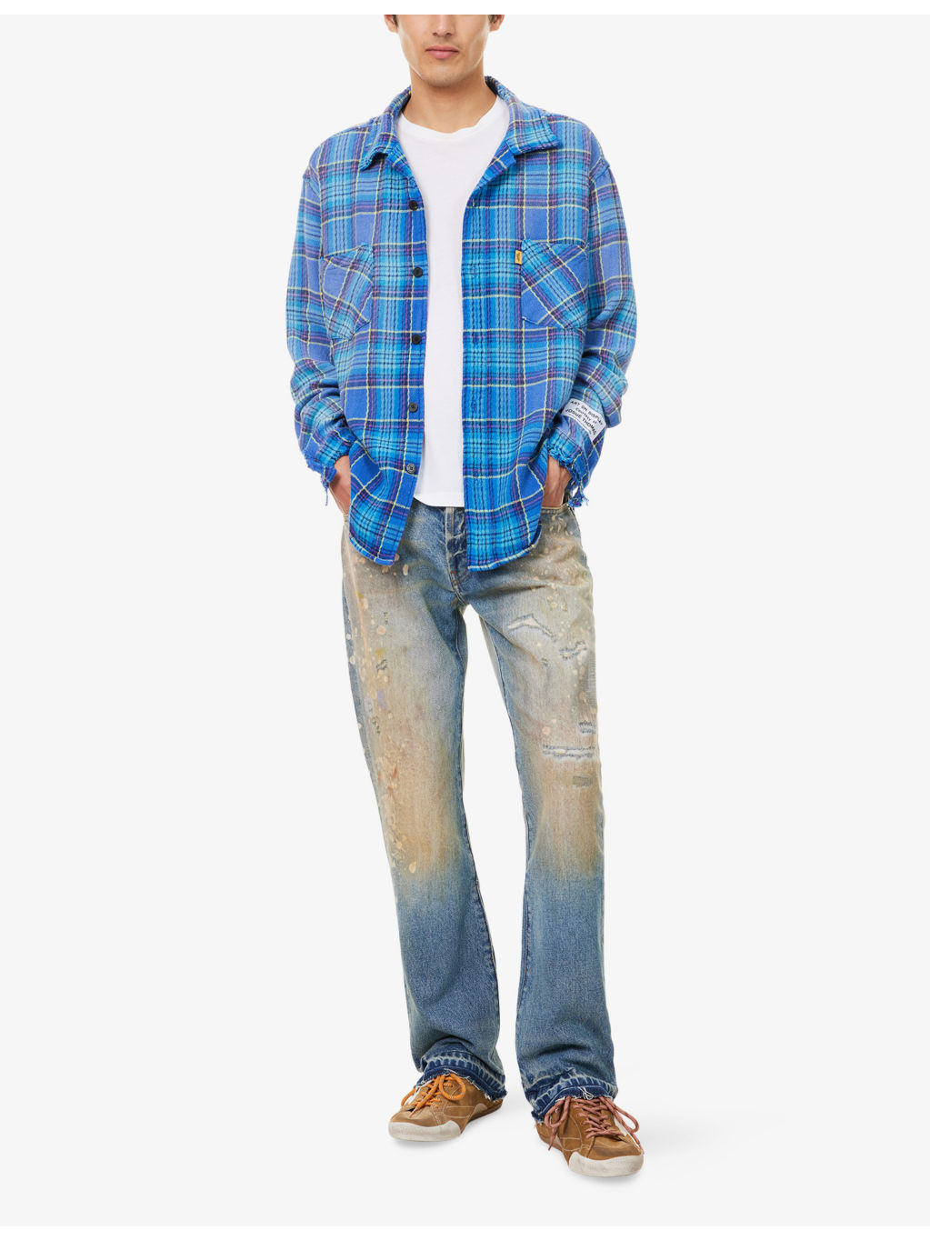 Greased Bleached Denim Jeans - 2