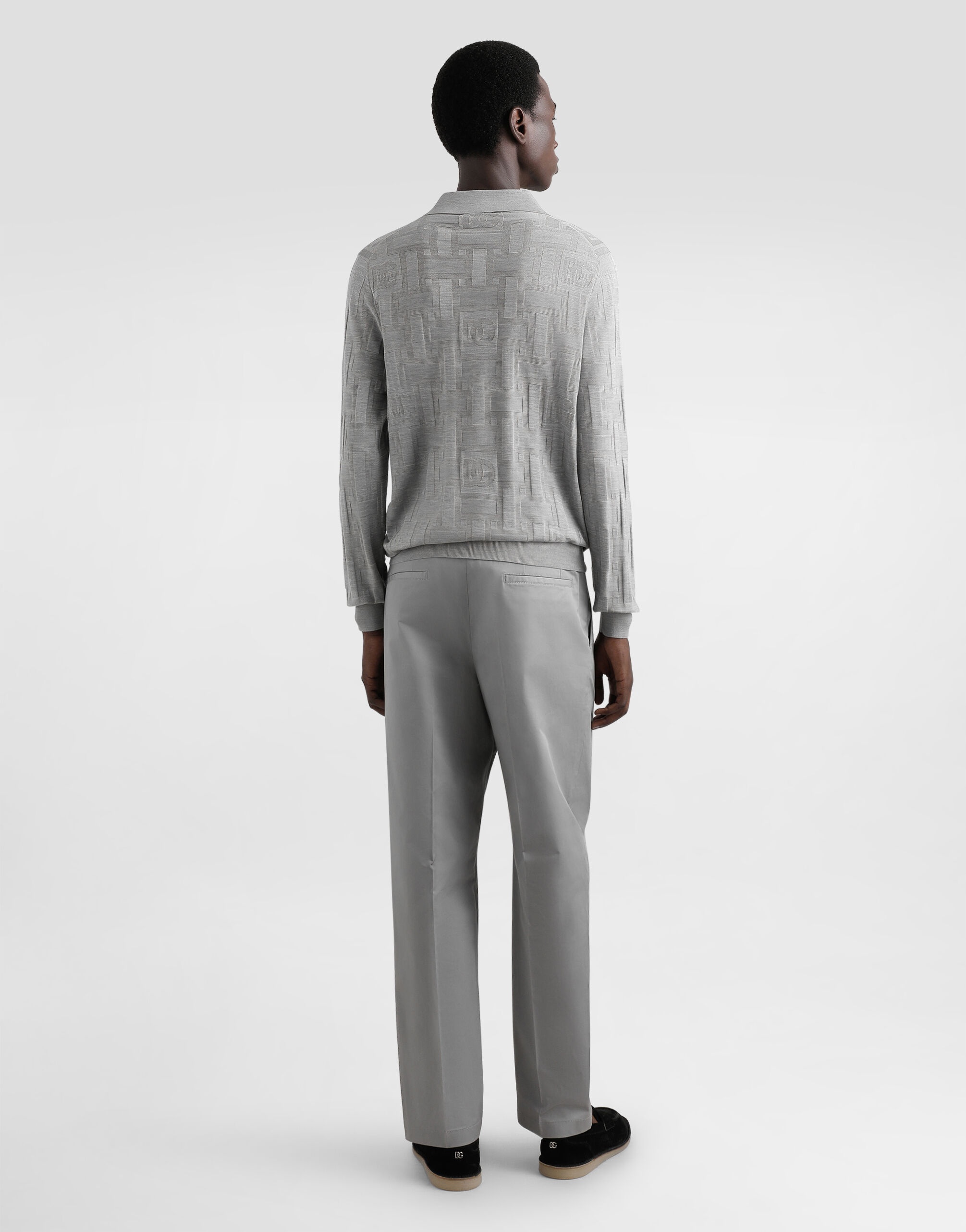 Silk polo-shirt with jacquard logo - 3