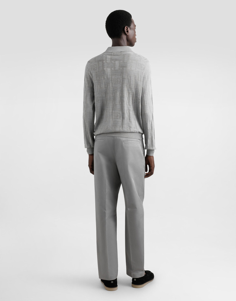 Silk polo-shirt with jacquard logo 3