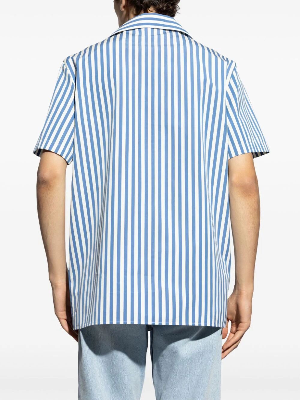 Striped cotton short-sleeved pajama shirt - 4