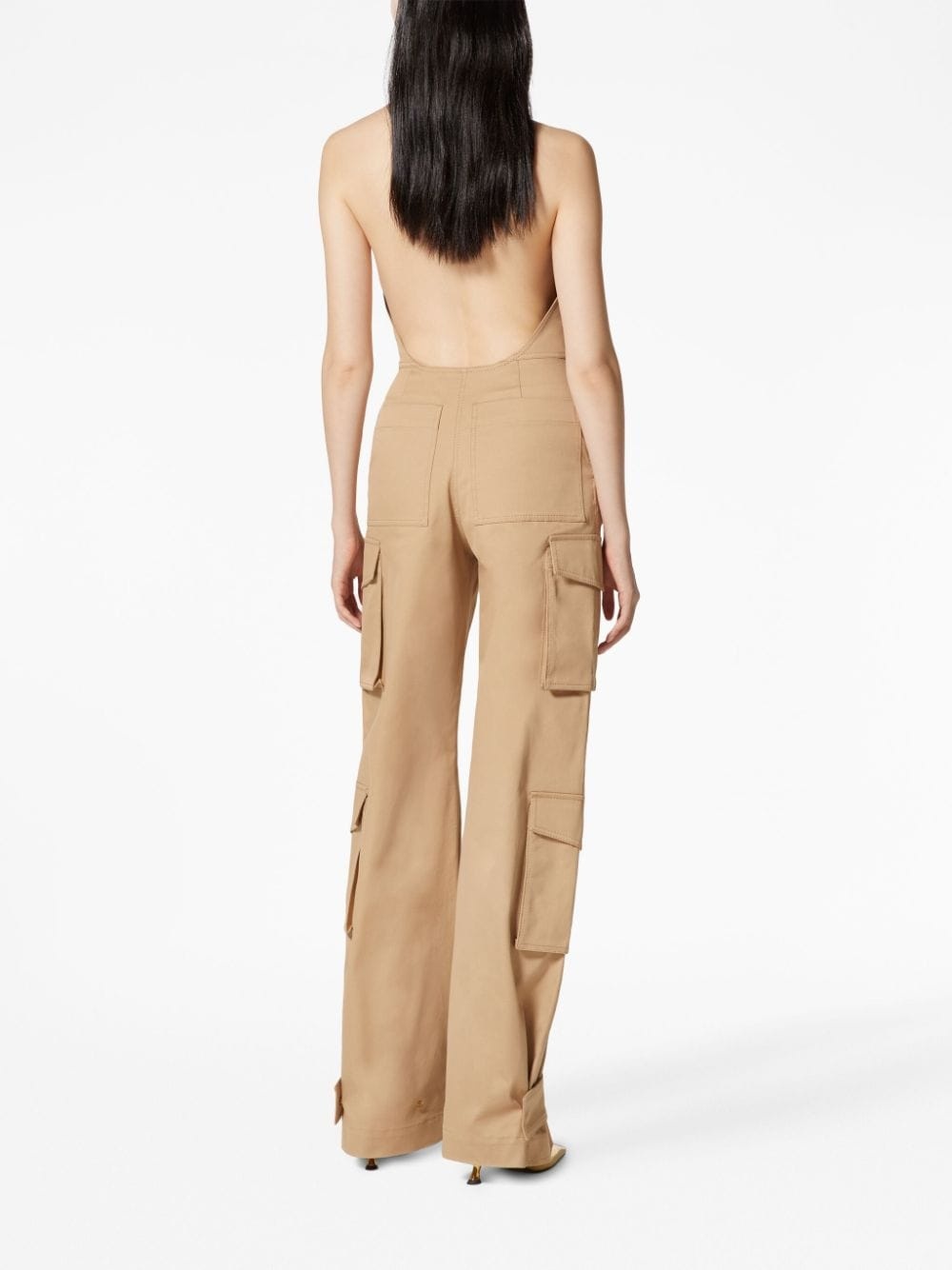 stretch-cotton open-back cargo jumpsuit - 4