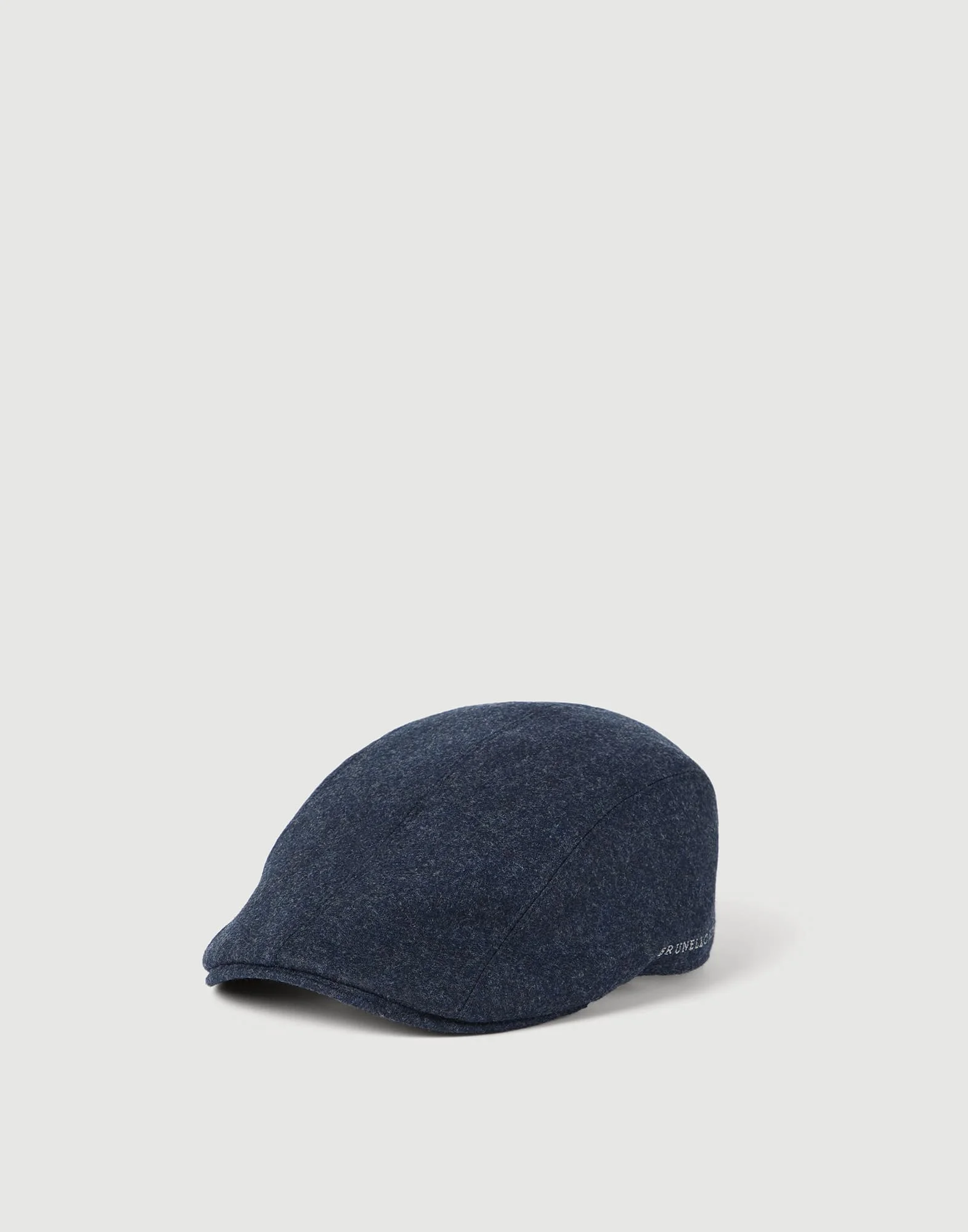 Virgin wool flannel flat cap with embroidered logo - 1