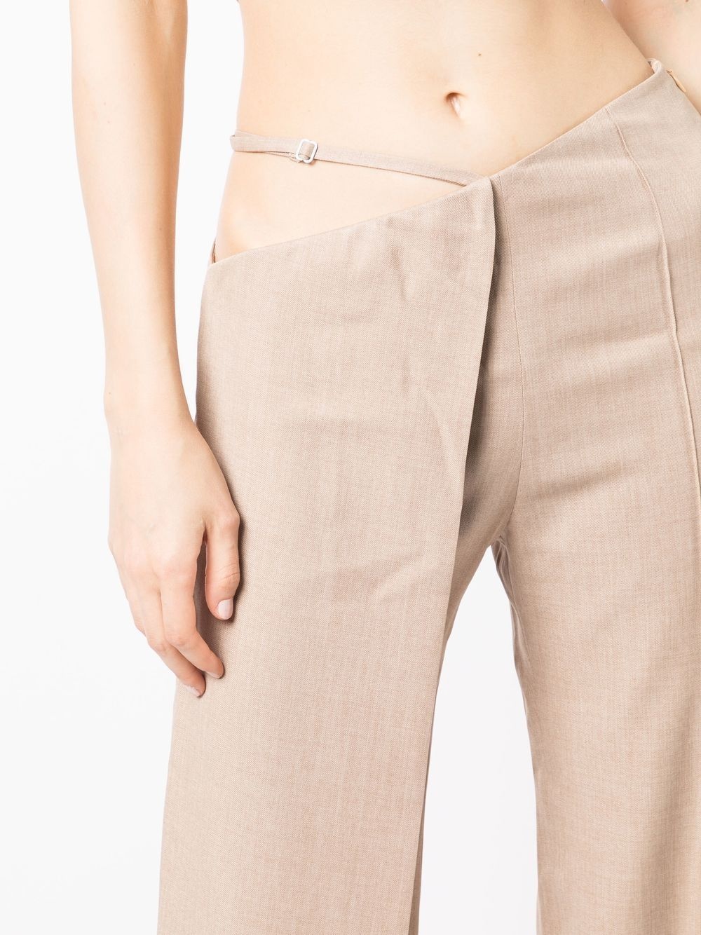 asymmetric wide-leg trousers - 5