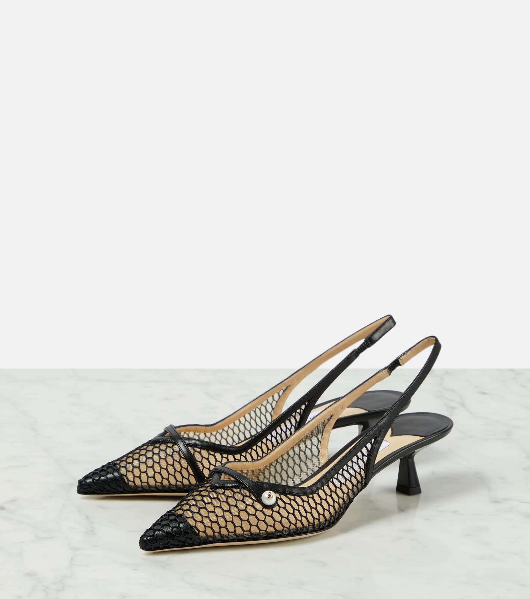 Amita leather-trimmed slingback pumps - 5