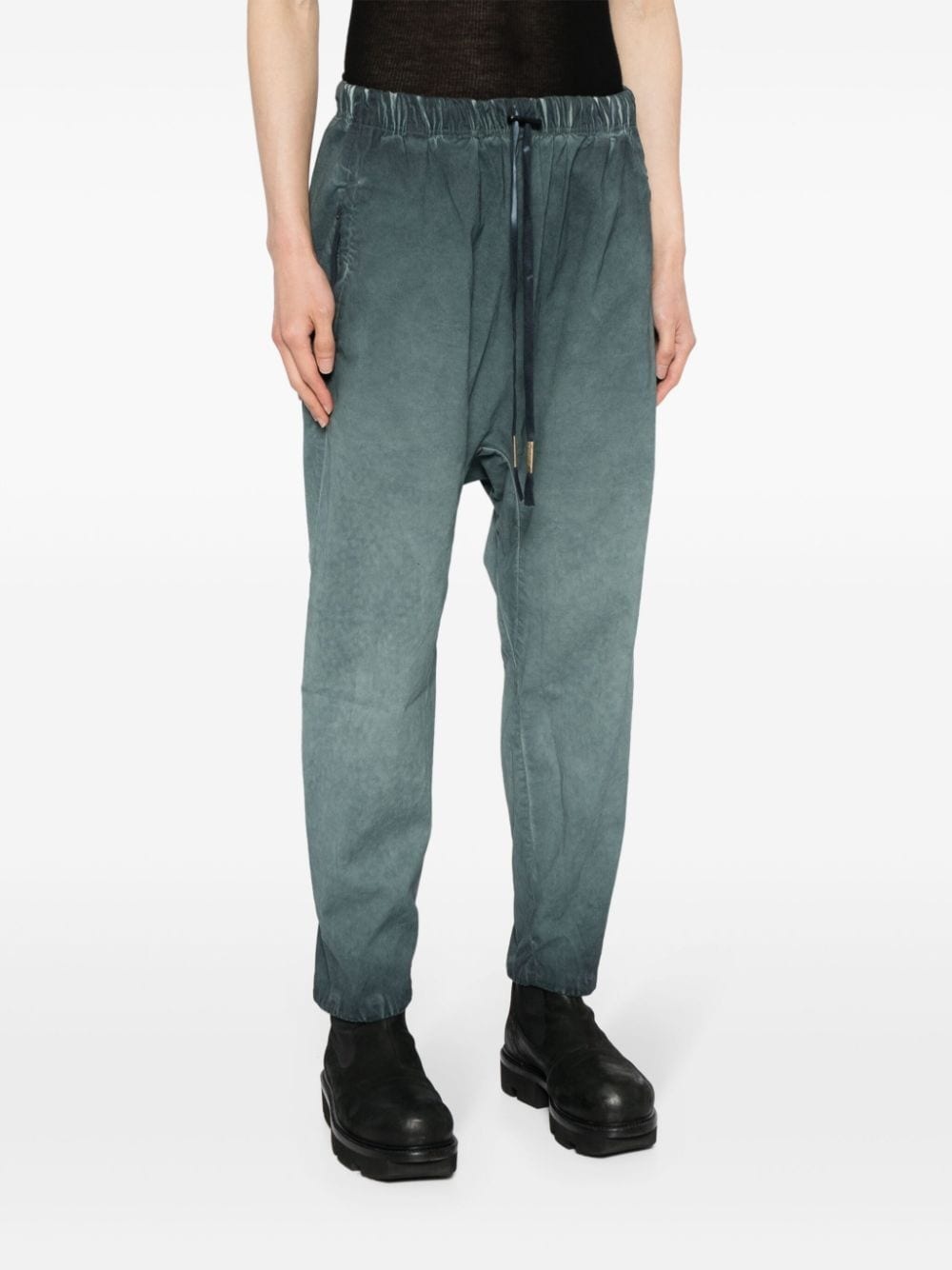 drawstring-waist drop-crotch trousers - 3