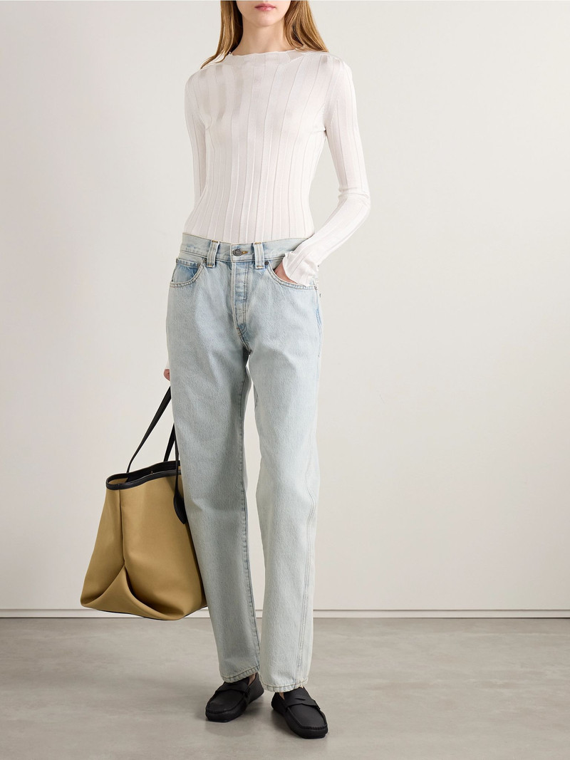 KHAITE Cosette ribbed-knit top White outlook