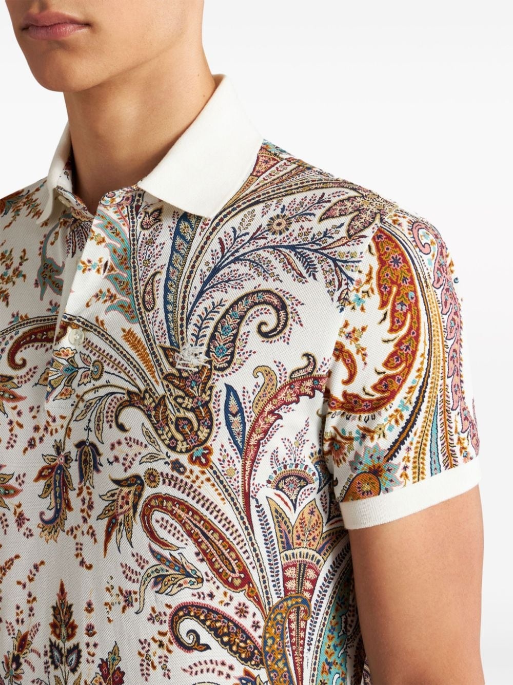 paisley-print cotton polo shirt - 4