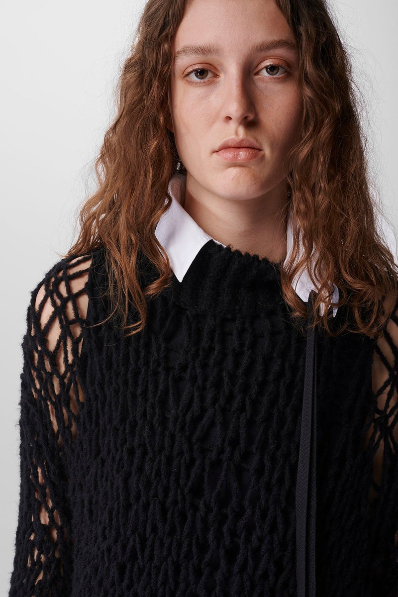 Leontine Knitted Mock Neck Open Stitch Jumper - 5