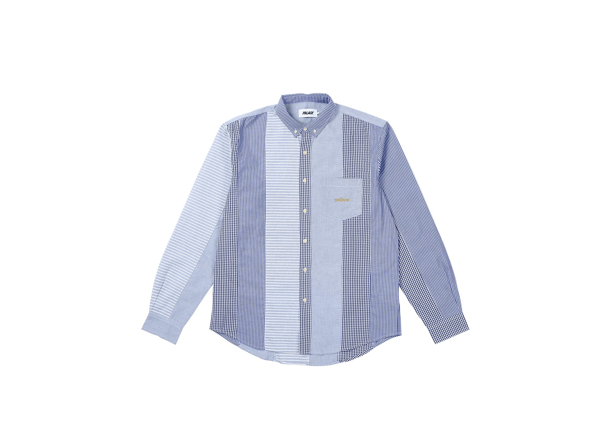 PATCHWORK STRIPE SHIRT BLUE - 1