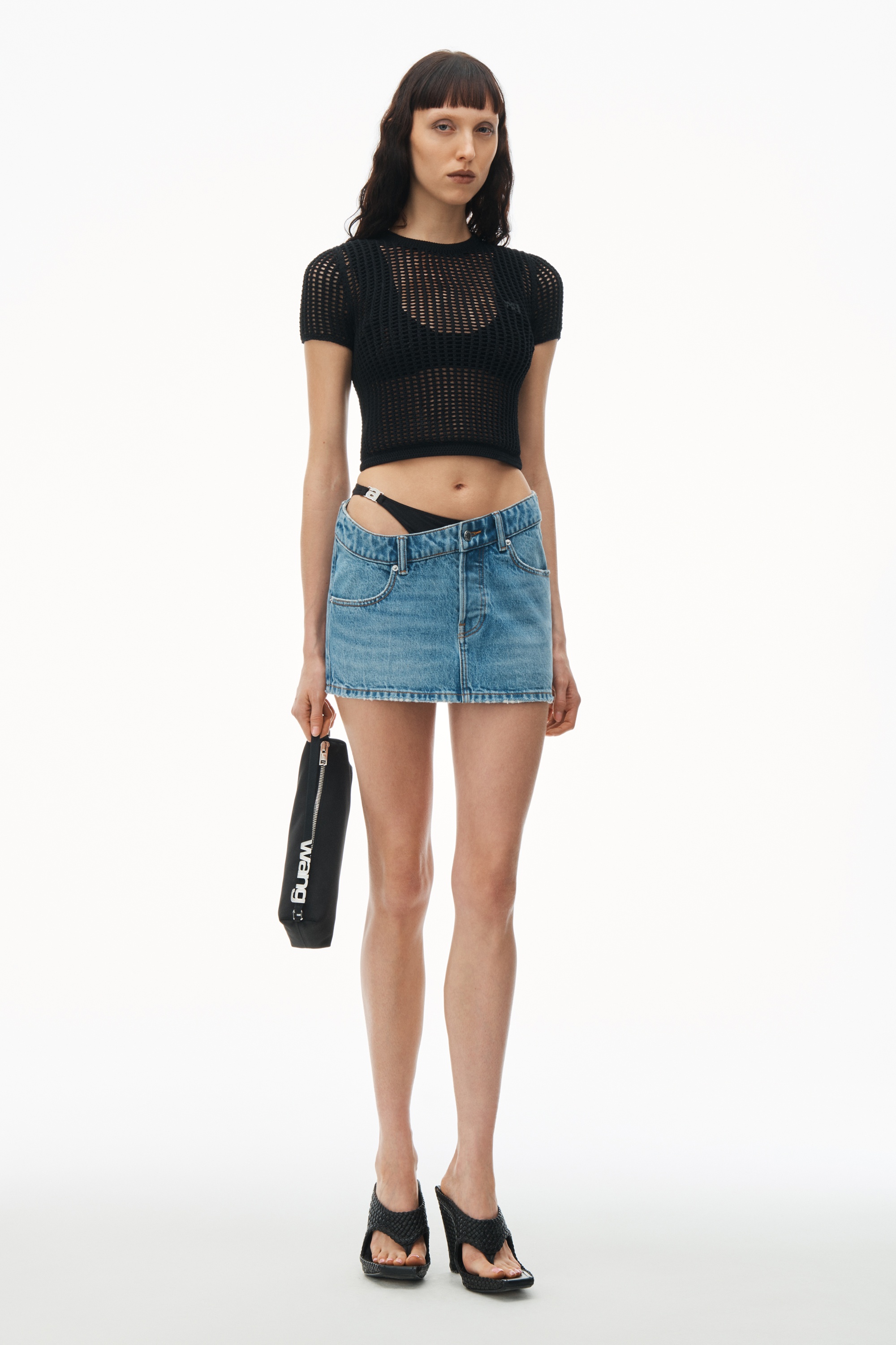 ASYMMETRIC BIKINI LAYER MINI SKIRT IN DENIM - 2