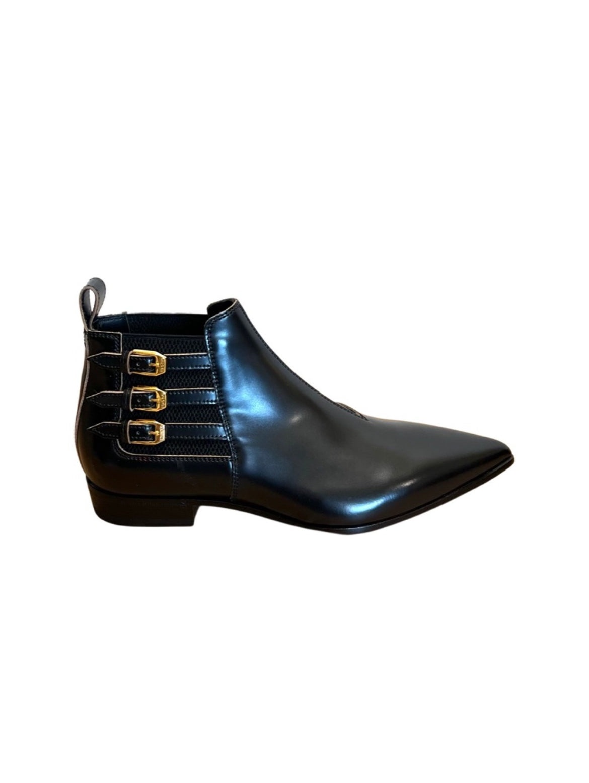 Gucci Buckle Pointed Toe Leather Ankle Boots - 3