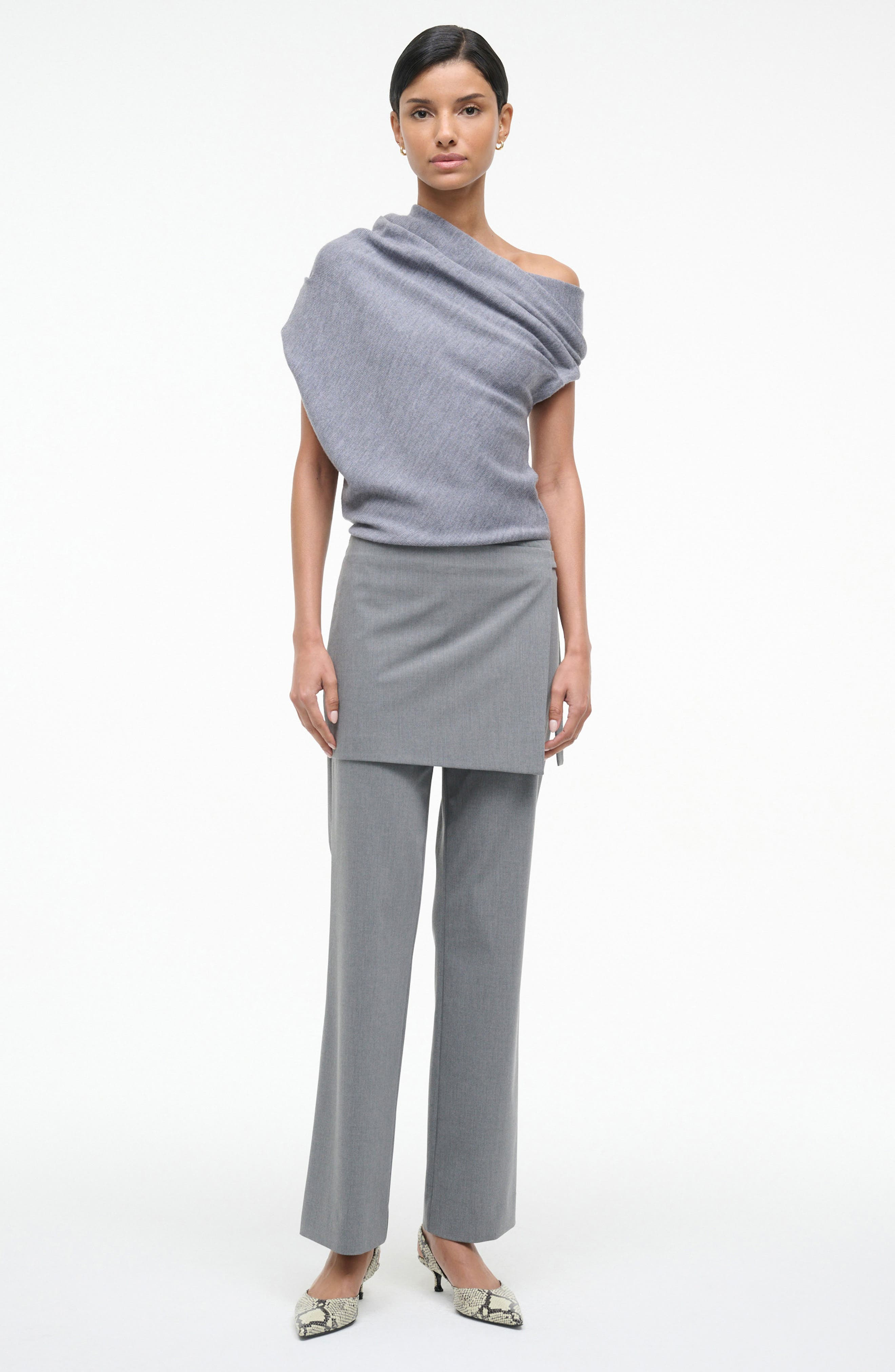 STAUD Mabel One-Shoulder Sweater in Heather Grey at Nordstrom - 4