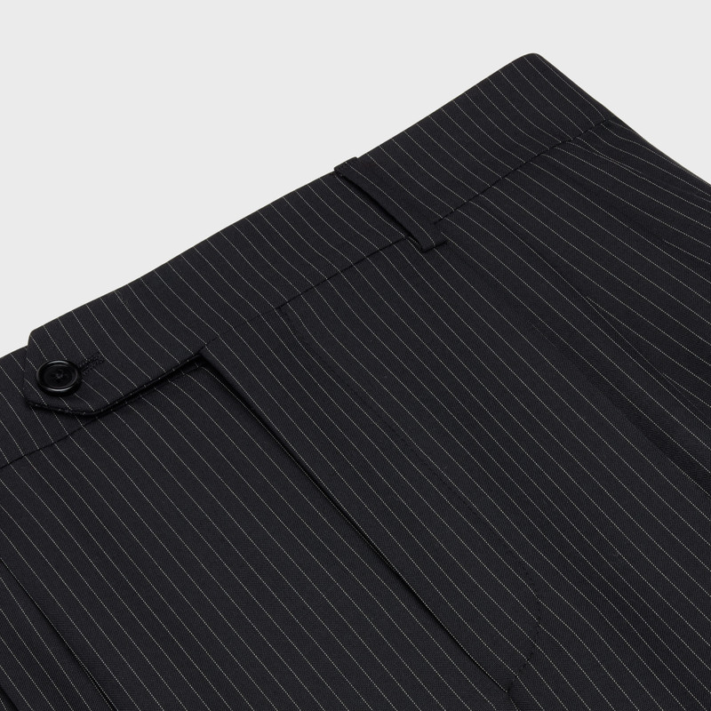 Triple-pleated men’s shorts in striped wool 3