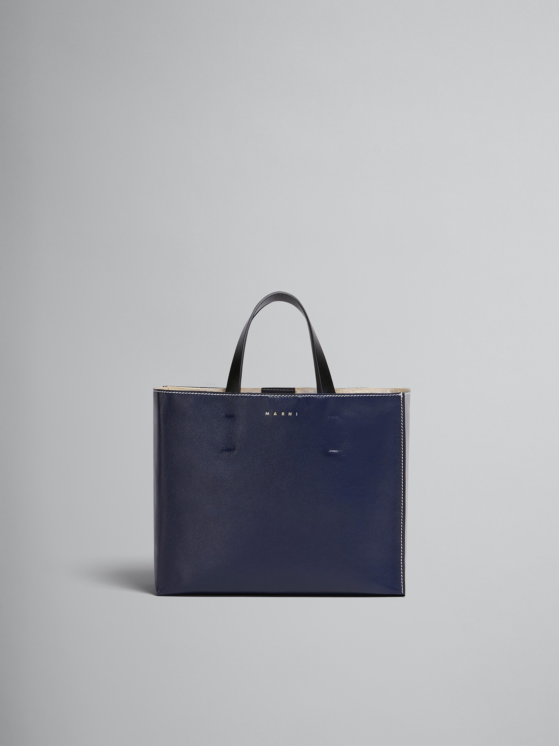 MUSEO SOFT BAG IN BLUE AND GREY LEATHER - 1