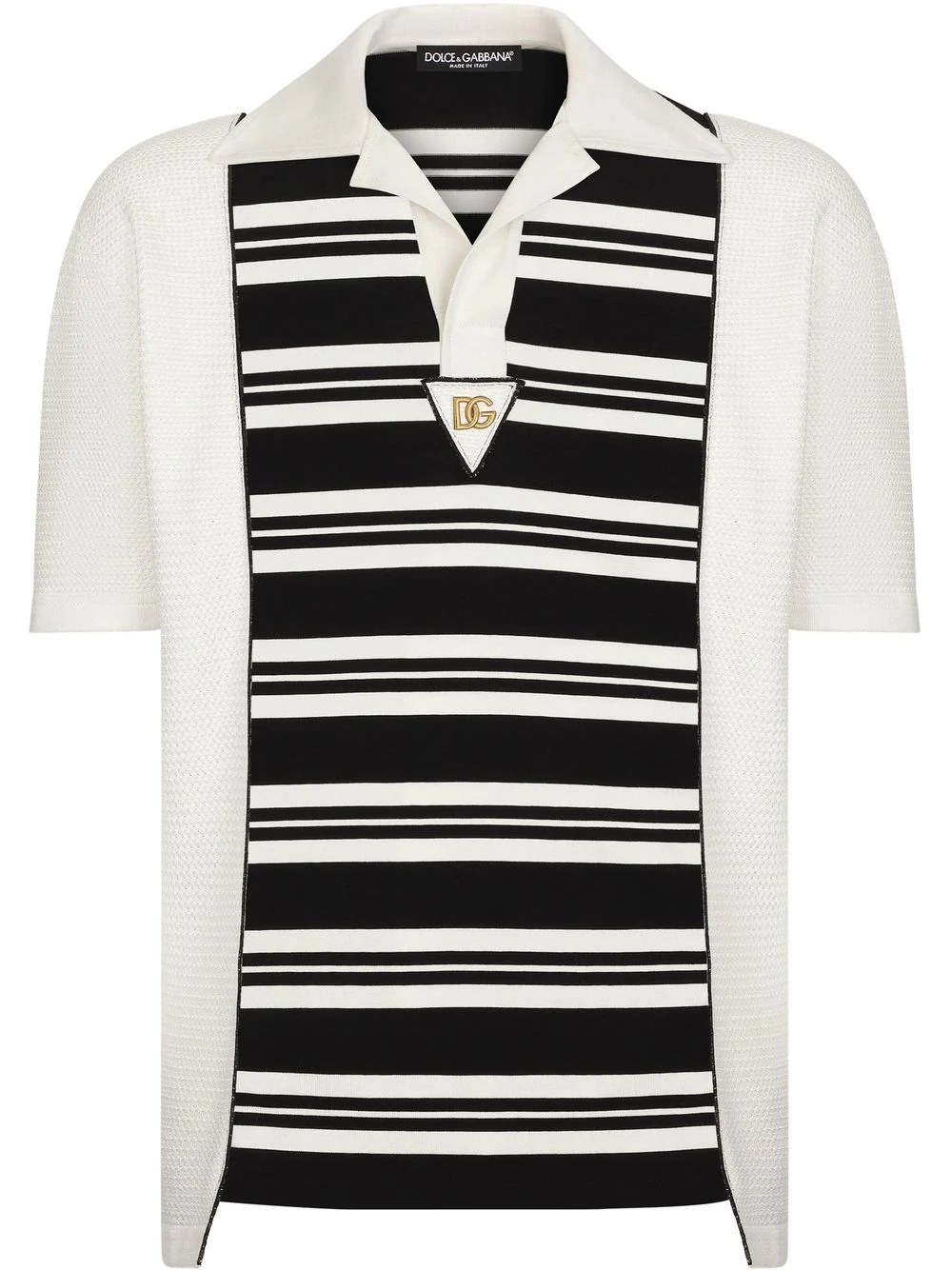 DG logo striped-panel polo shirt - 1