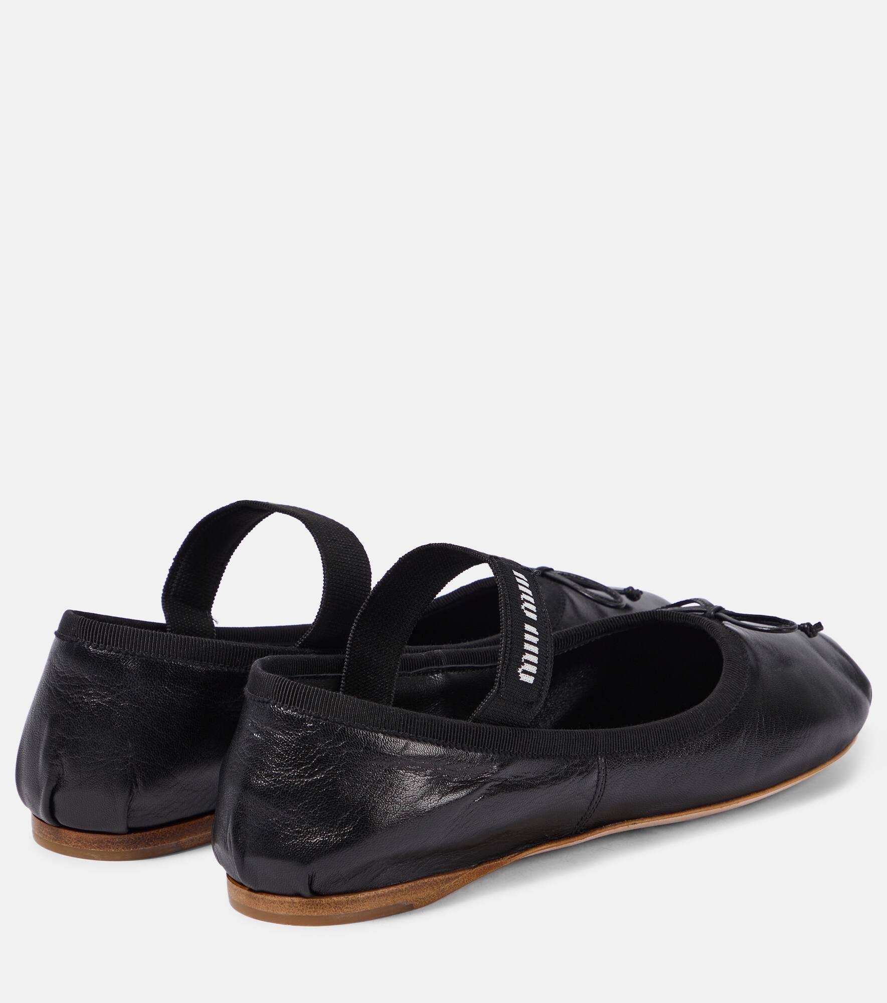 Logo leather ballet flats - 3