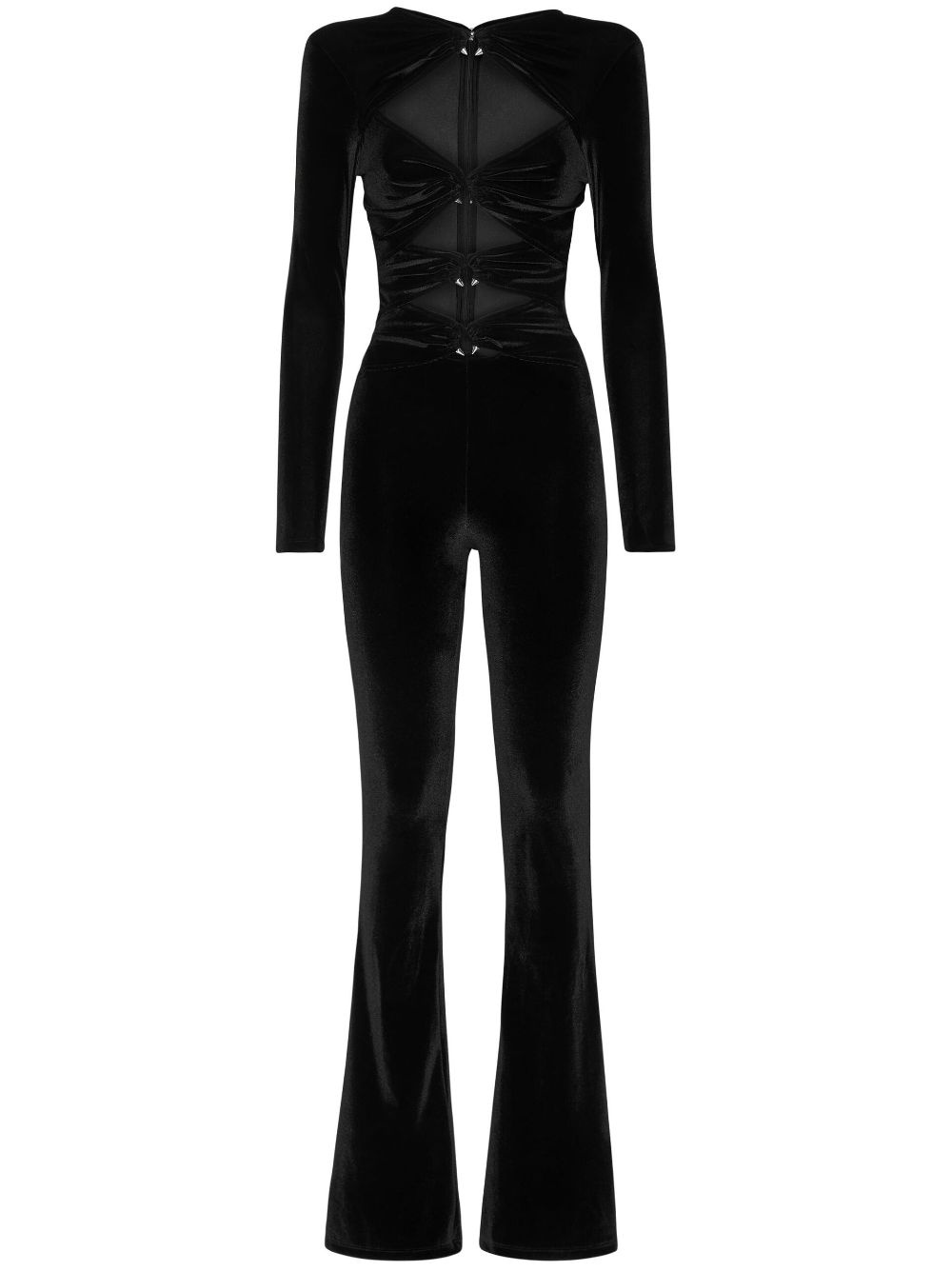 cut-out velvet jumpsuit - 1