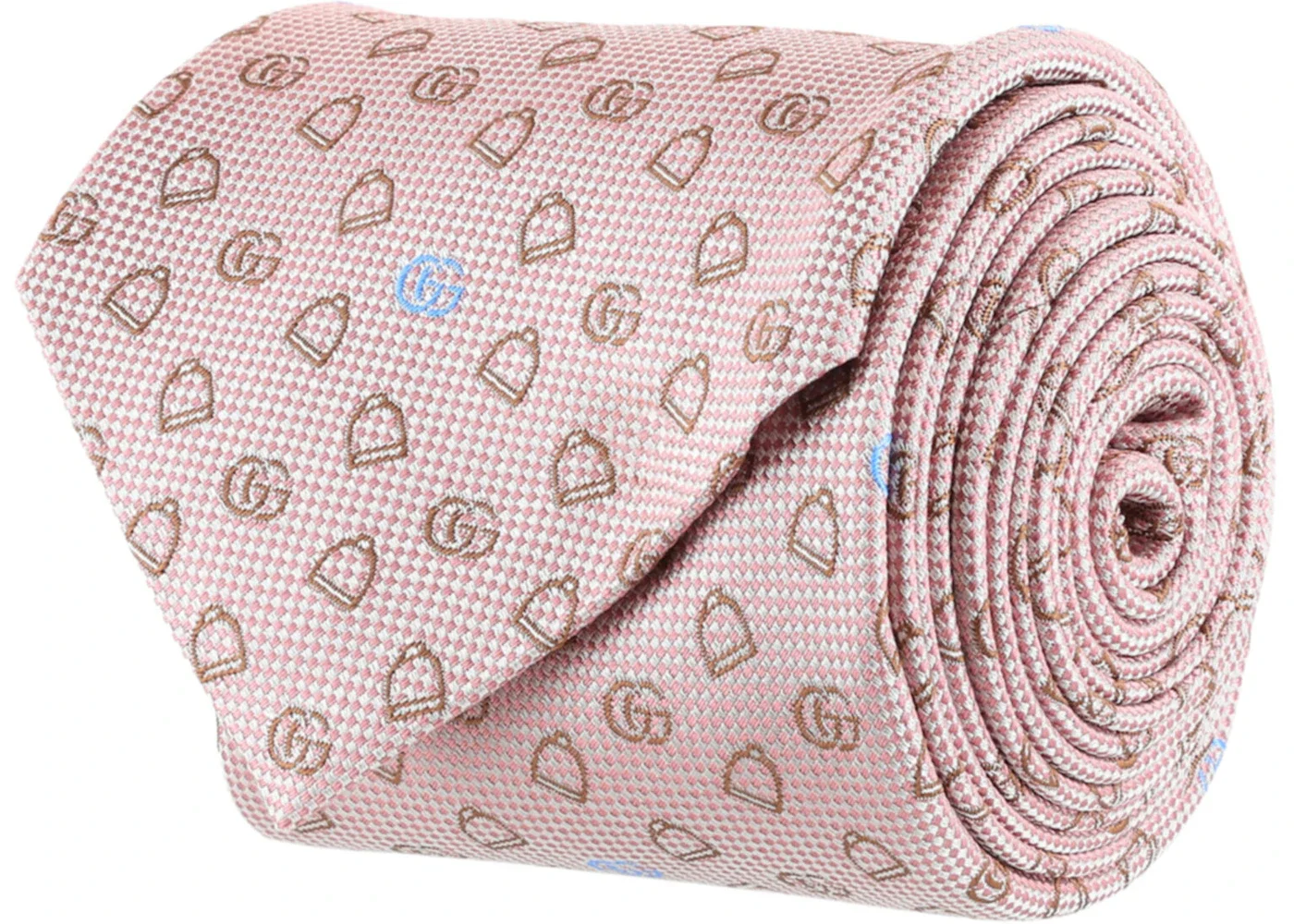 Gucci Silk Jacquard Tie Pink Beige - 1