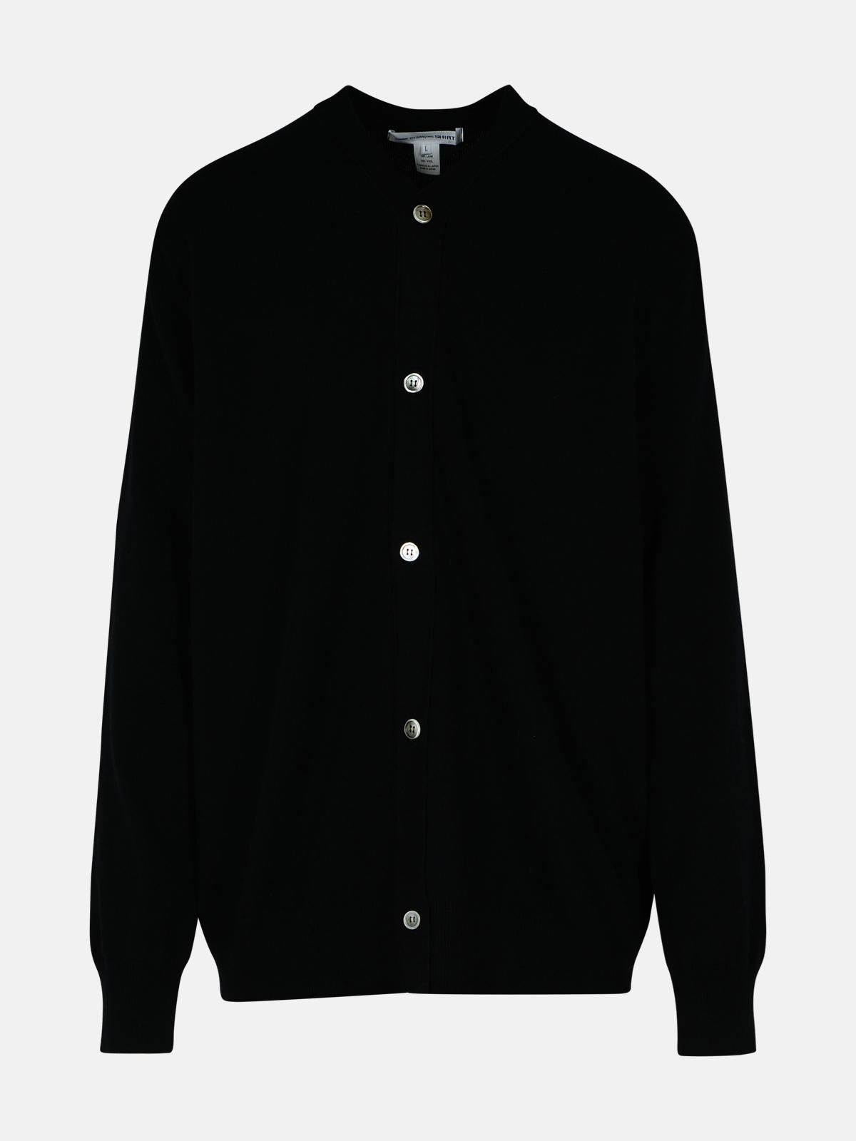 BLACK WOOL CARDIGAN - 1