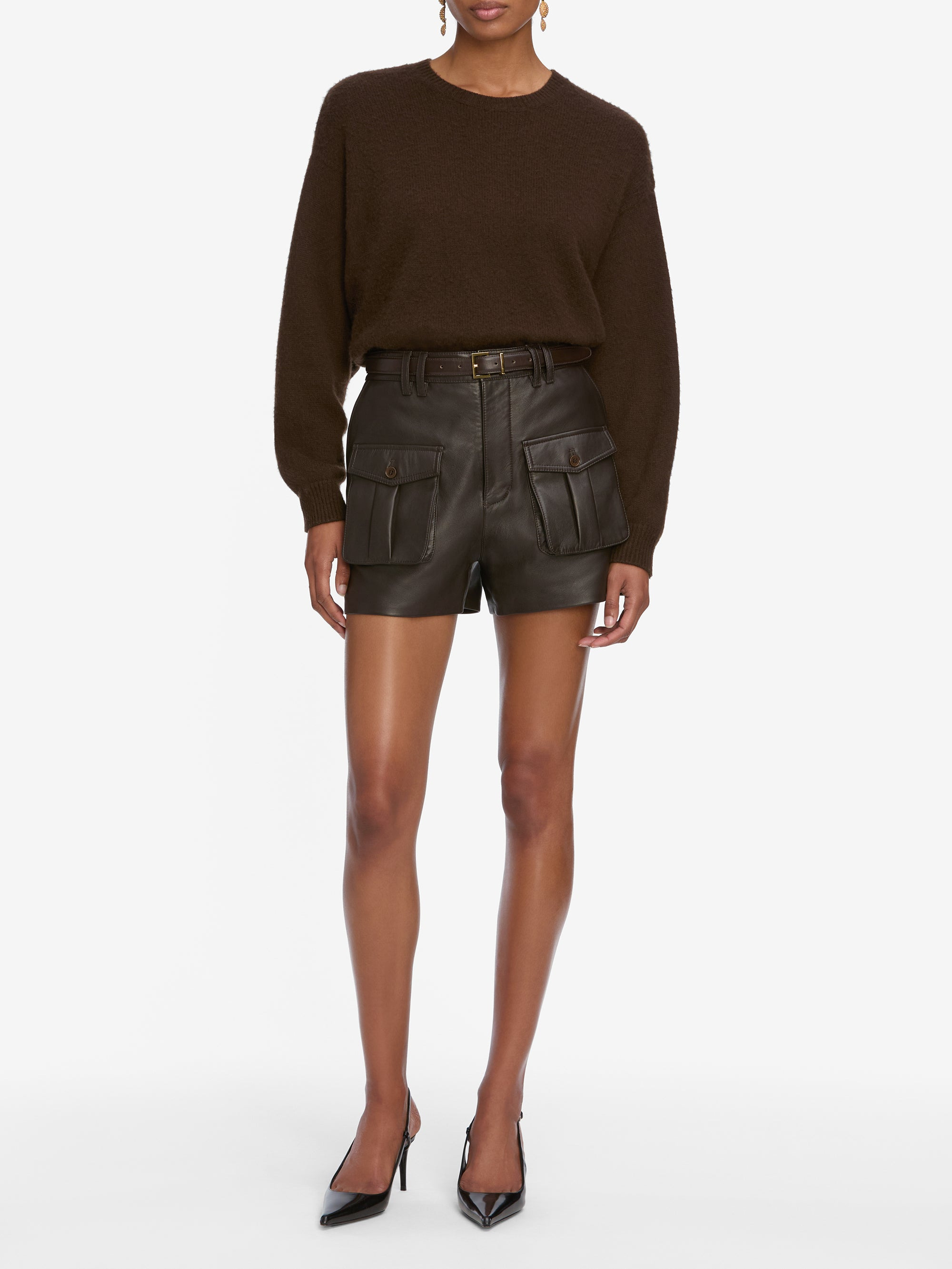The Leather Scout Short in Truffle - 2