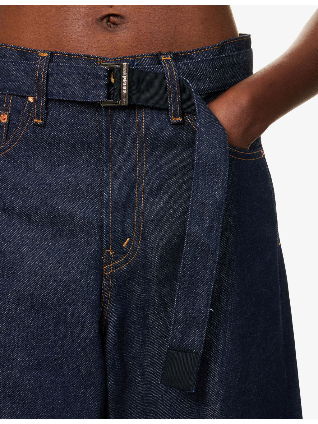 Sacai X Levi's Belted Wide-Leg Denim Jeans - 5