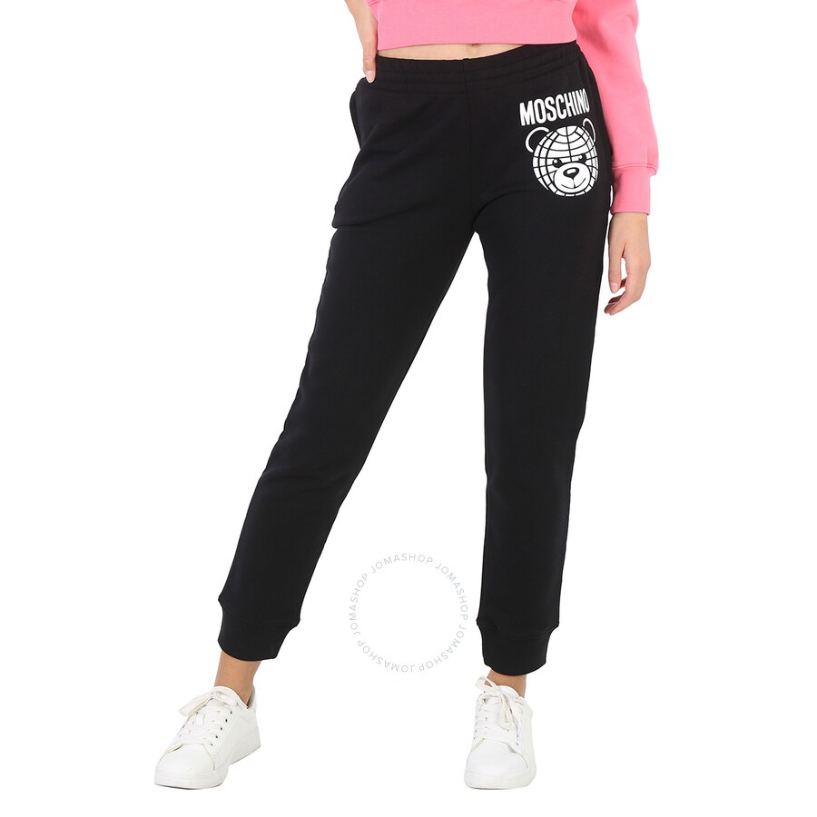 Moschino Fantasy Print Black Teddy Bear Organic Fleece Joggers - 3