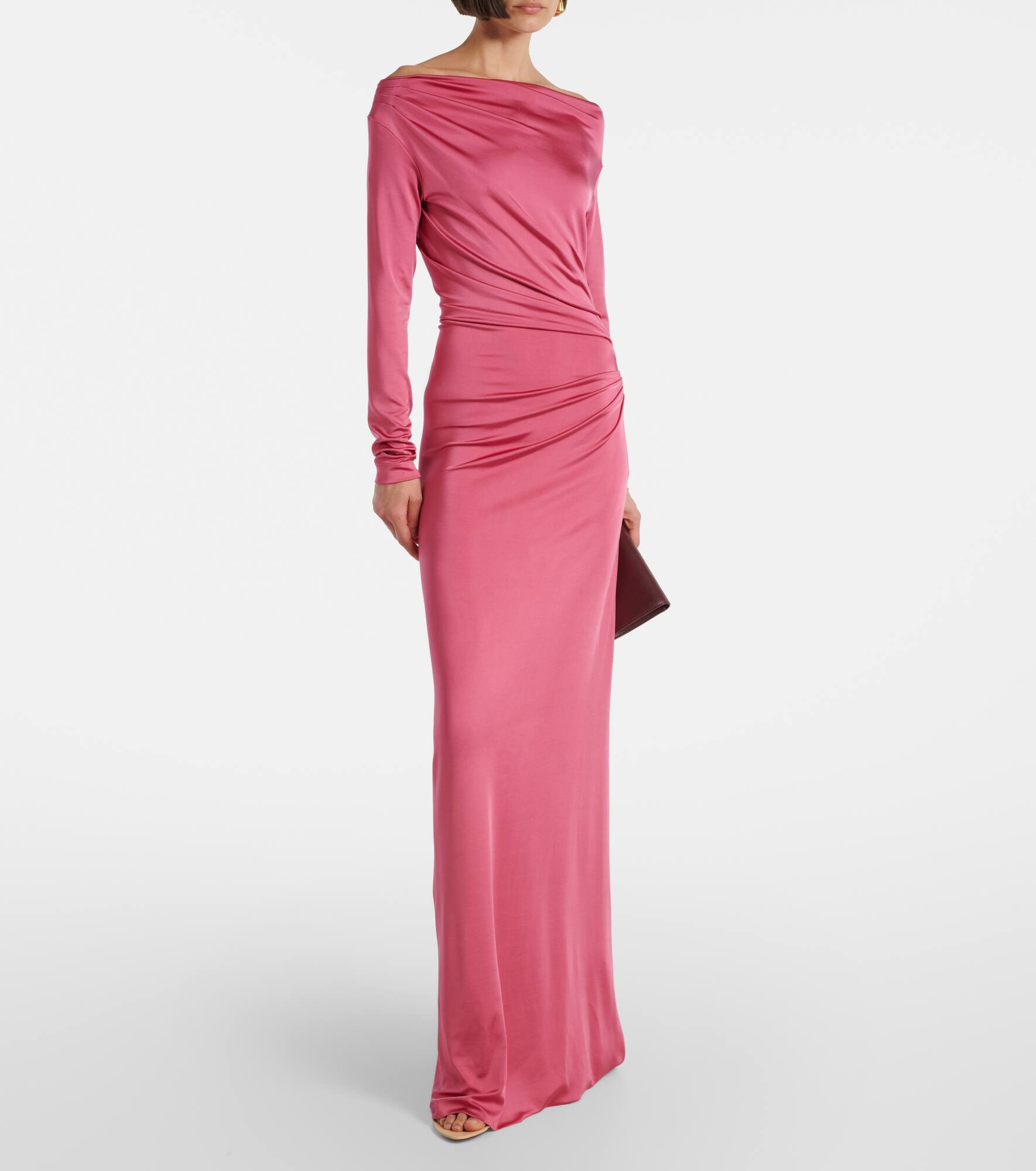 Draped off-shoulder jersey gown - 2
