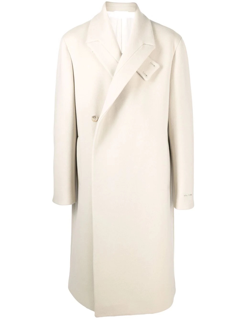 single-breasted logo wool-blend coat - 1