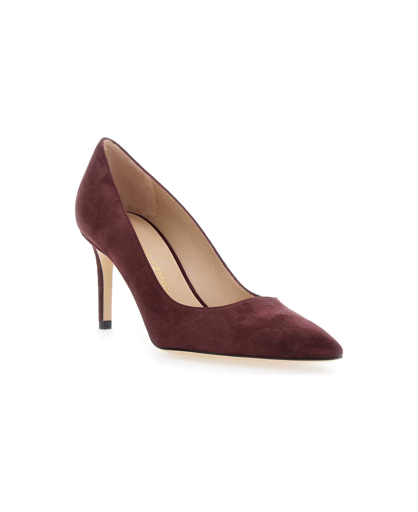 Bordeaux Pumps With Pointed Toe And High Stiletto Heel In Suede Woman - 2