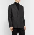 Charcoal Double-Breasted Cashmere-Blend Blazer - 11