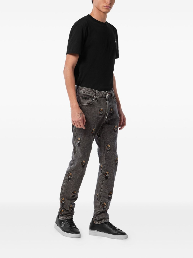 PHILIPP PLEIN bear-embroidered jeans outlook