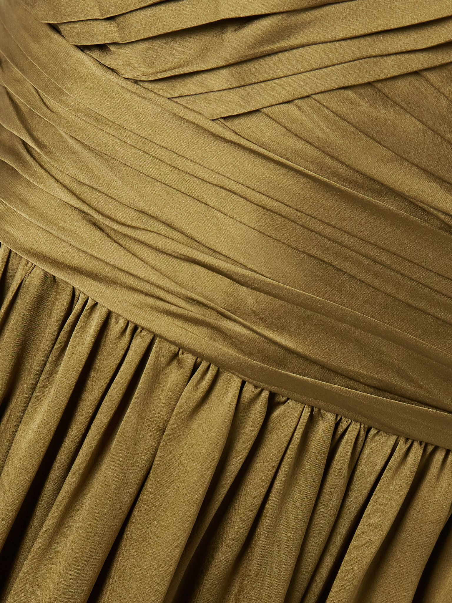 Anastasia strapless gathered silk-satin gown Brown - 4