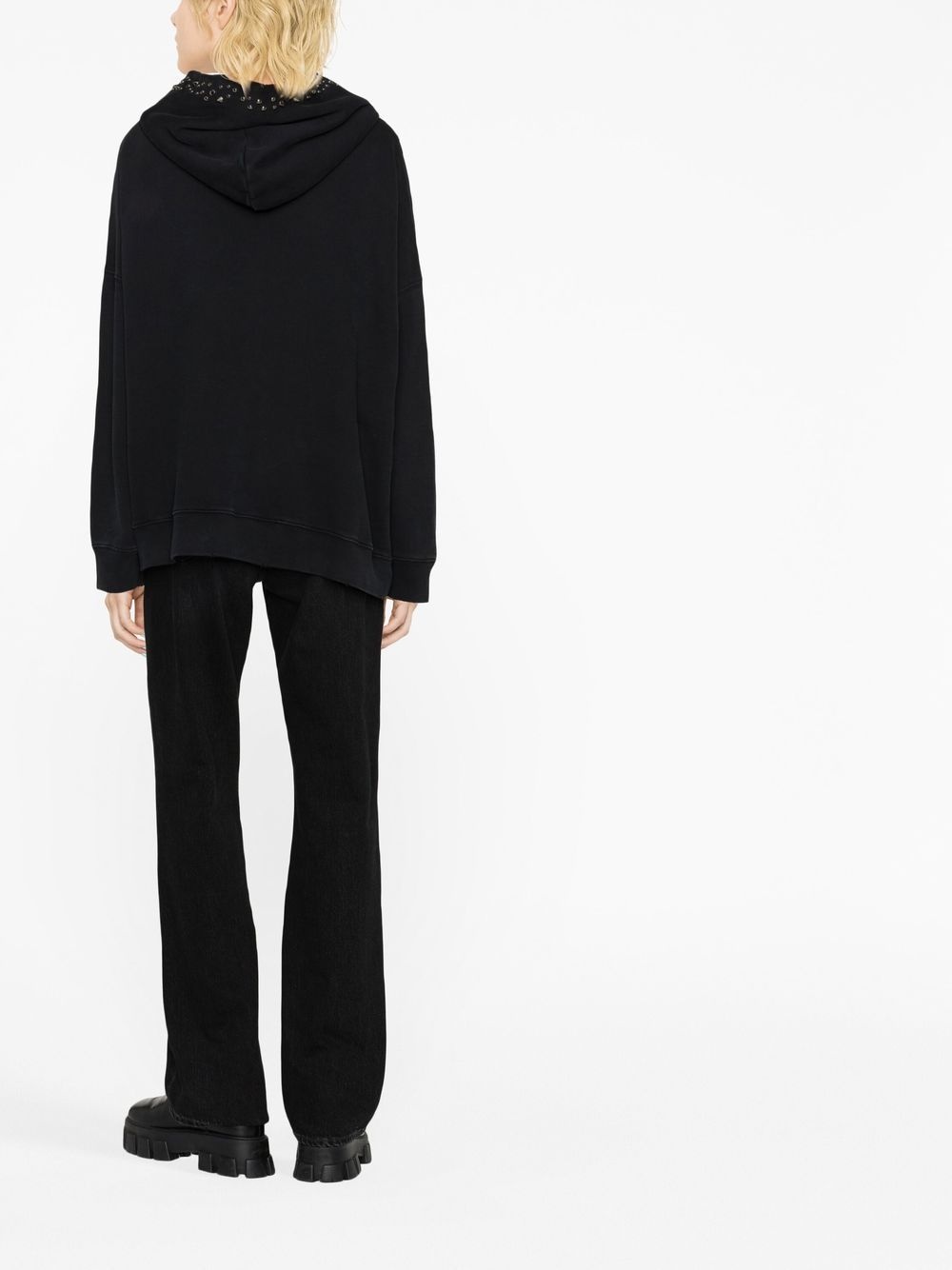 logo-print studded hoodie - 4