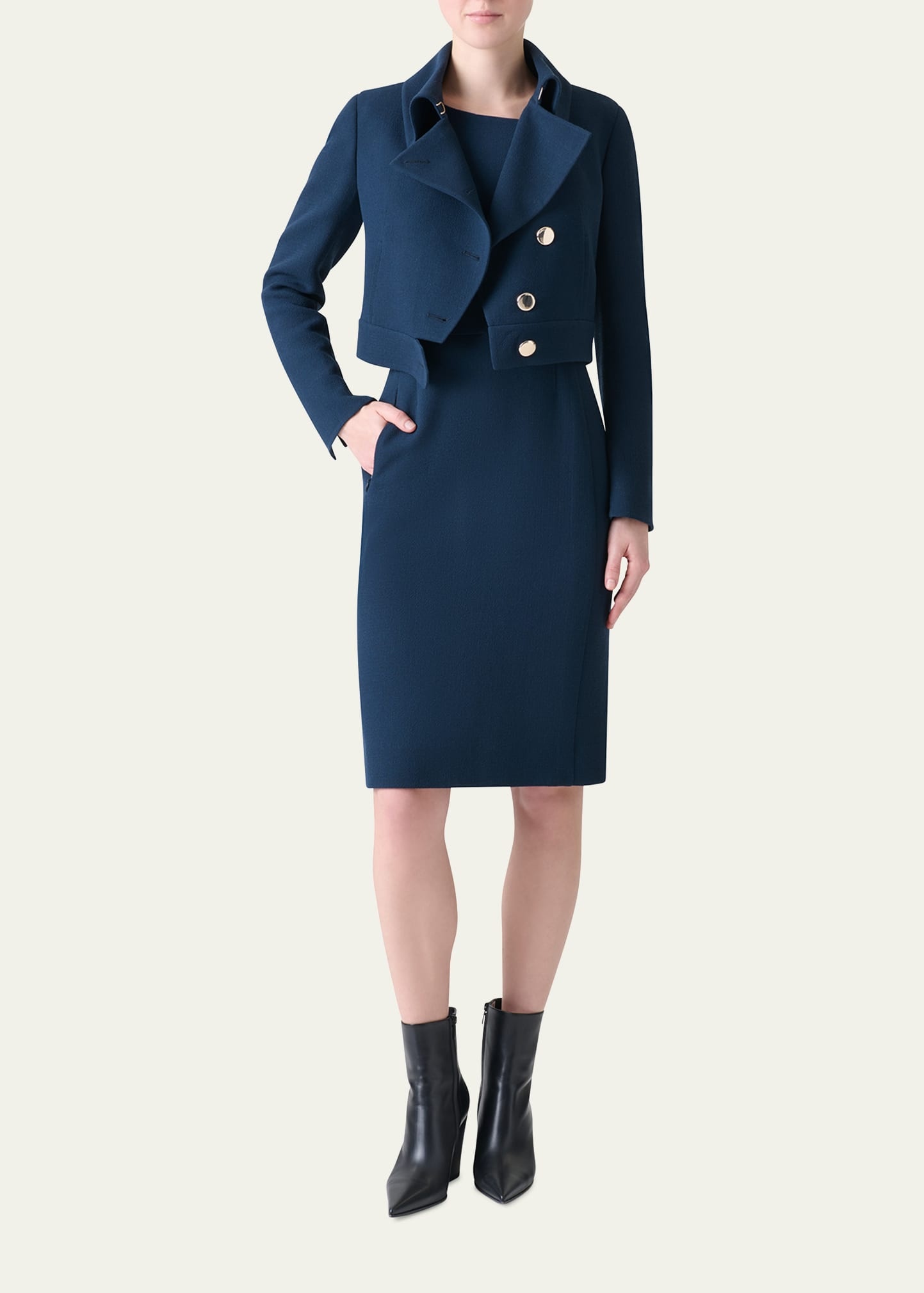Dana Asymmetric-Button Wool Crepe Jacket - 2