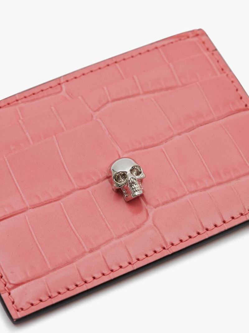 Alexander McQueen Skull Card Holder in Coral outlook