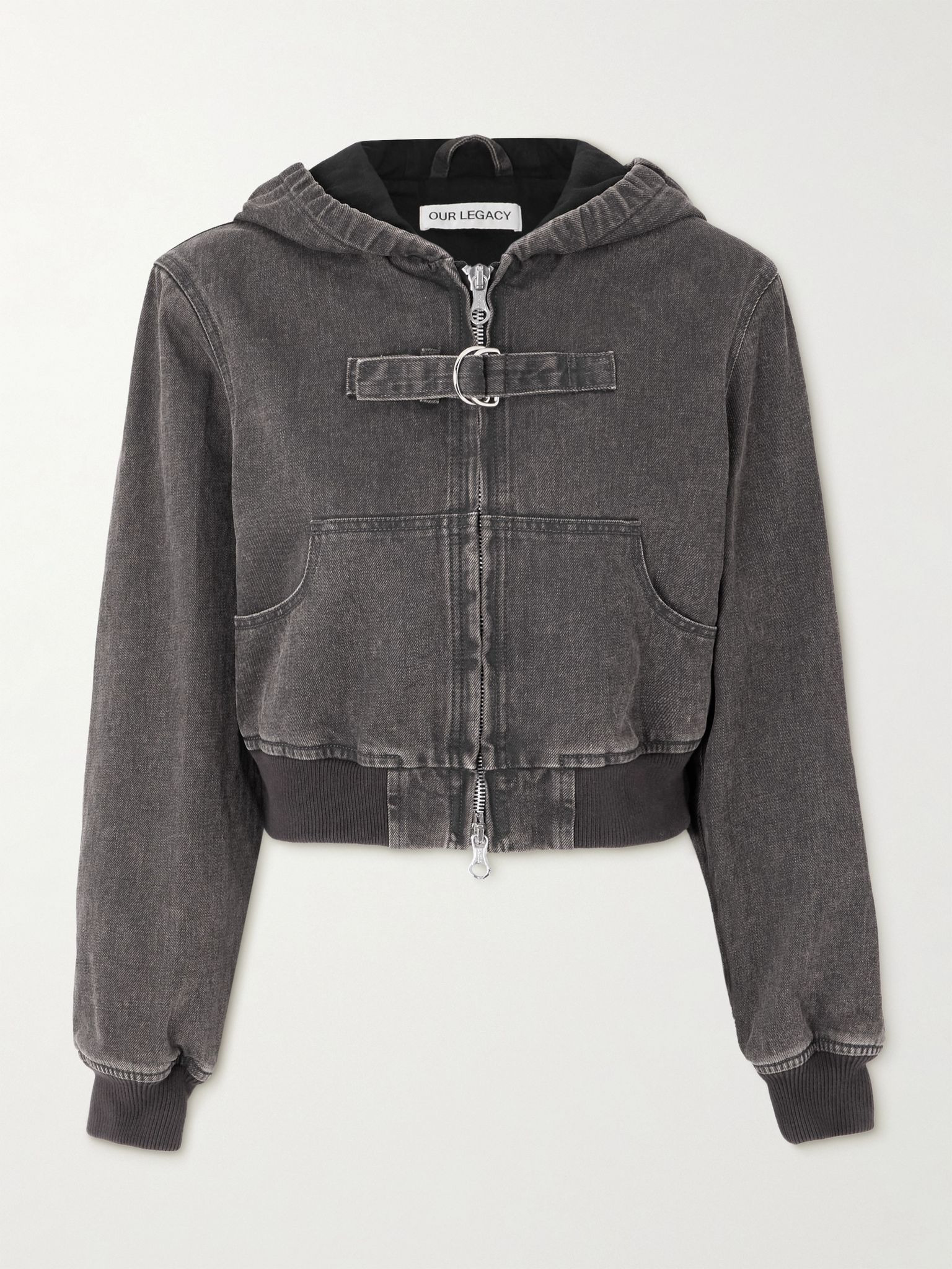 Cropped hooded denim jacket Gray - 1