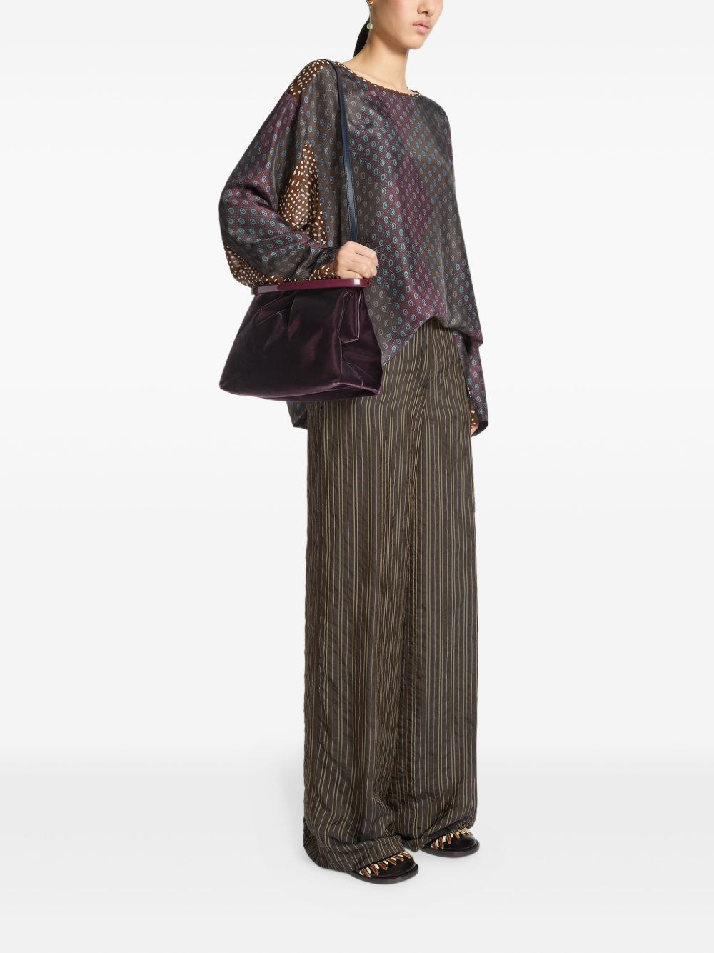 pleated velvet top-handle bag - 2