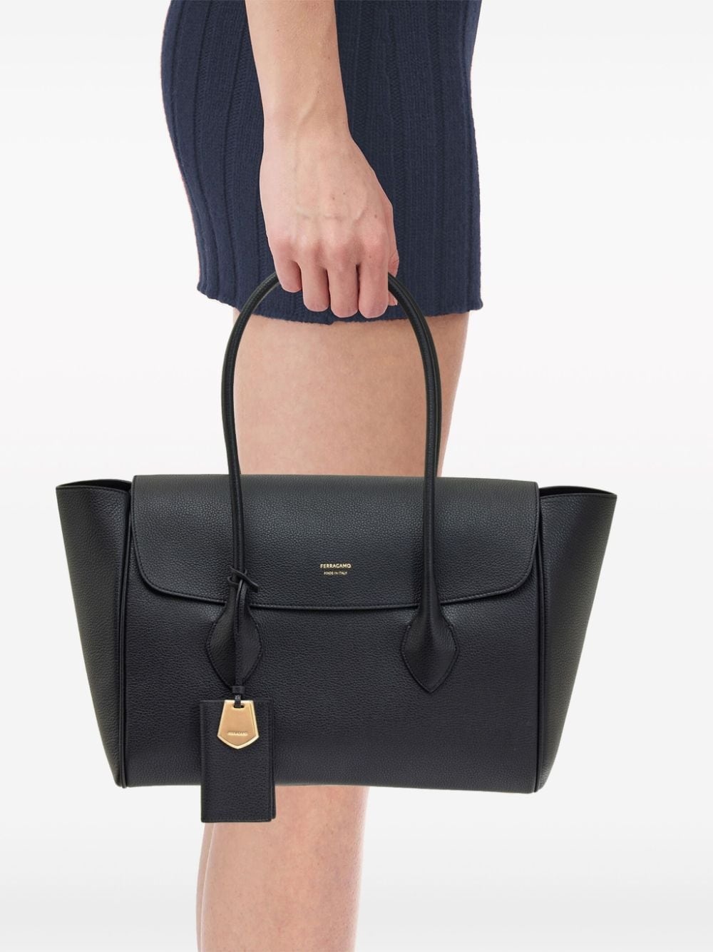 large logo-plaque leather tote bag - 2