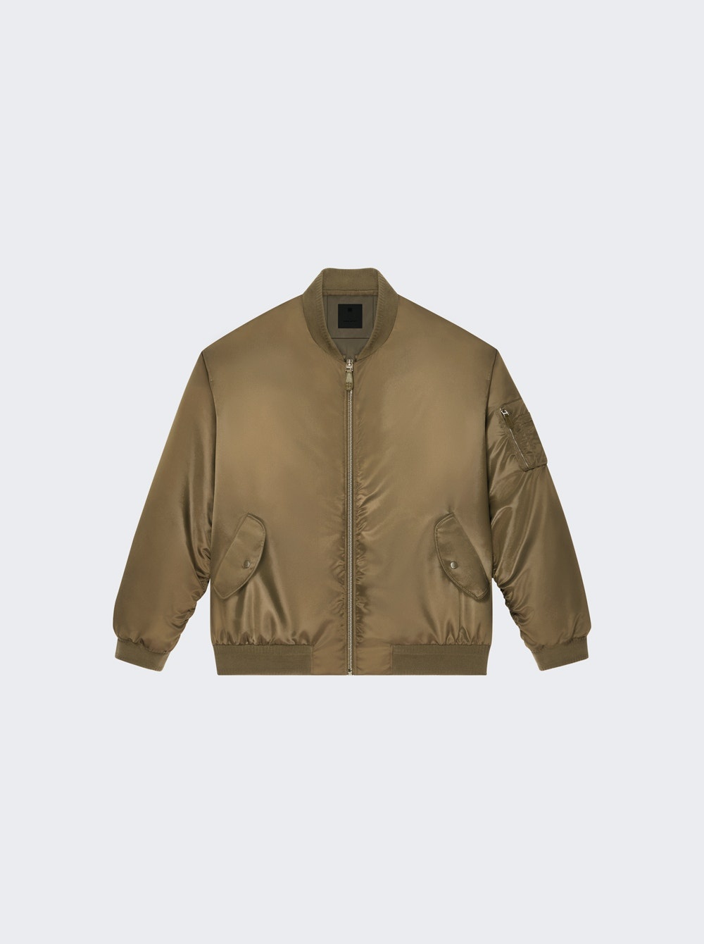 Oversized Bomber Jacket Dark Khaki Green - 1