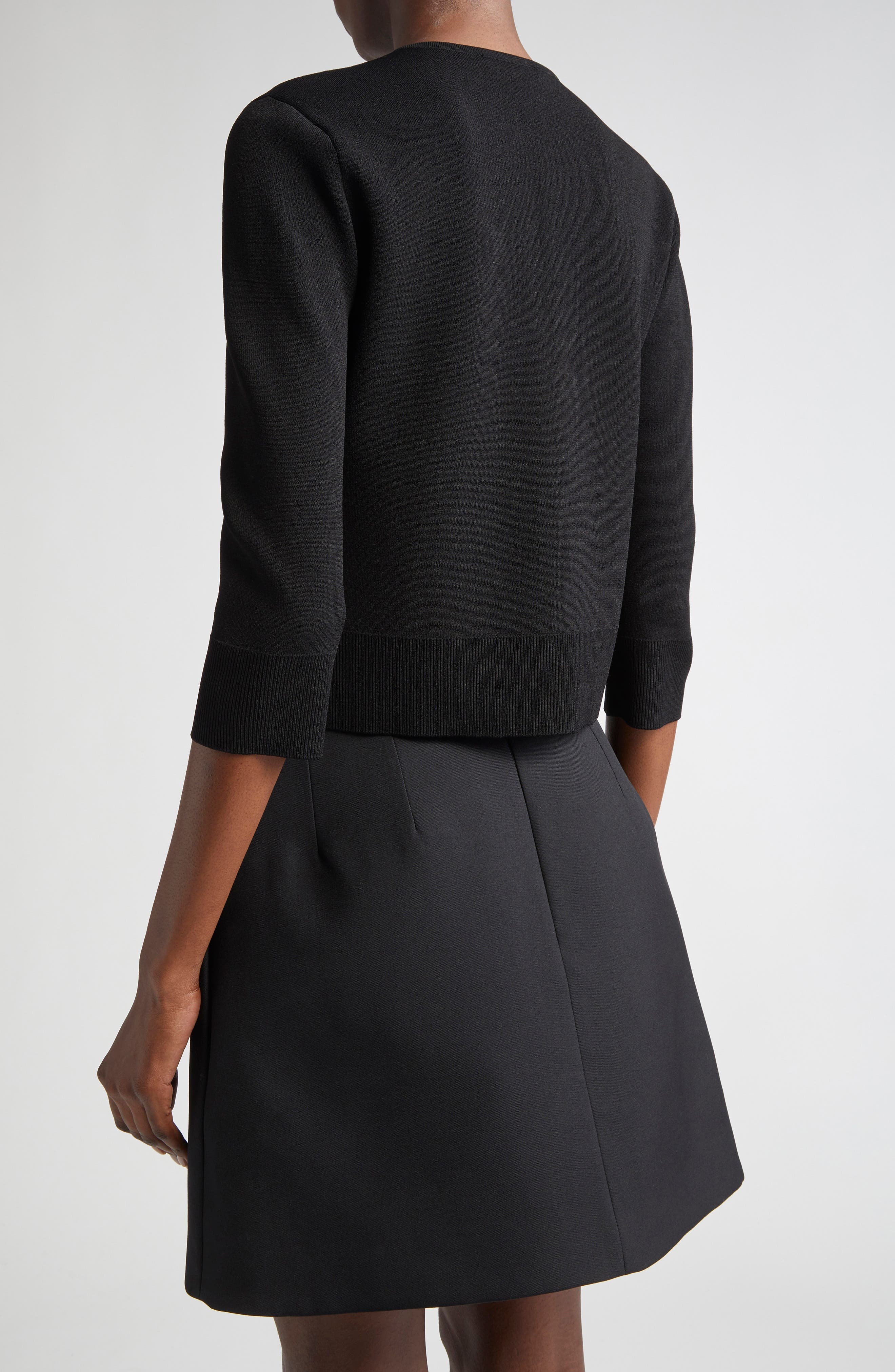 McQueen Banshee Embroidery Crop Cardigan in Black/Crystal at Nordstrom - 3