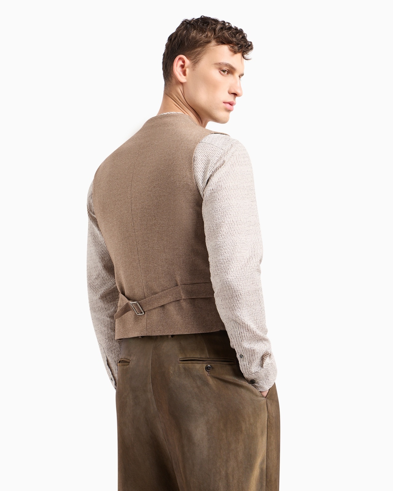 SINGLE-BREASTED WAISTCOAT IN A WOOL AND VISCOSE CANNETÉ - 3