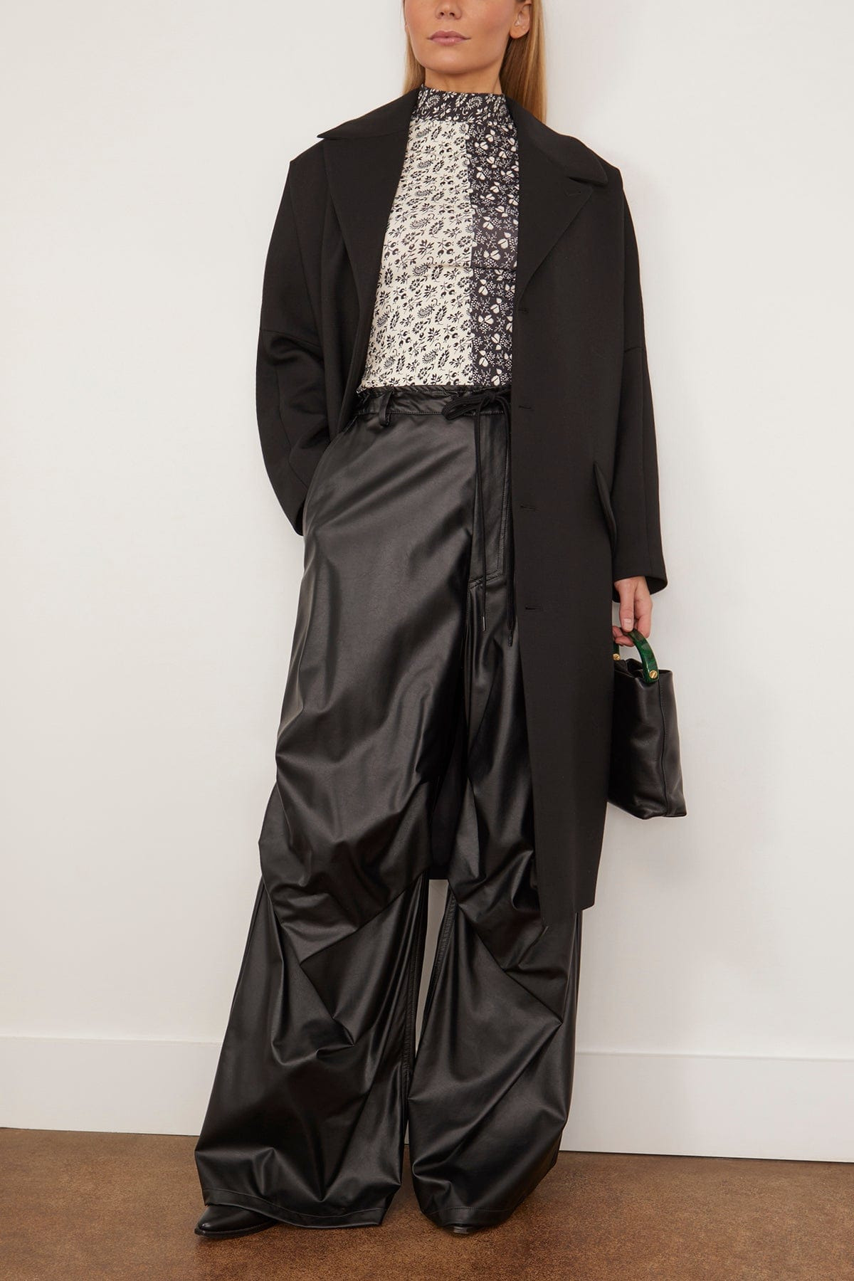 Faux Leather Pant in Black - 2