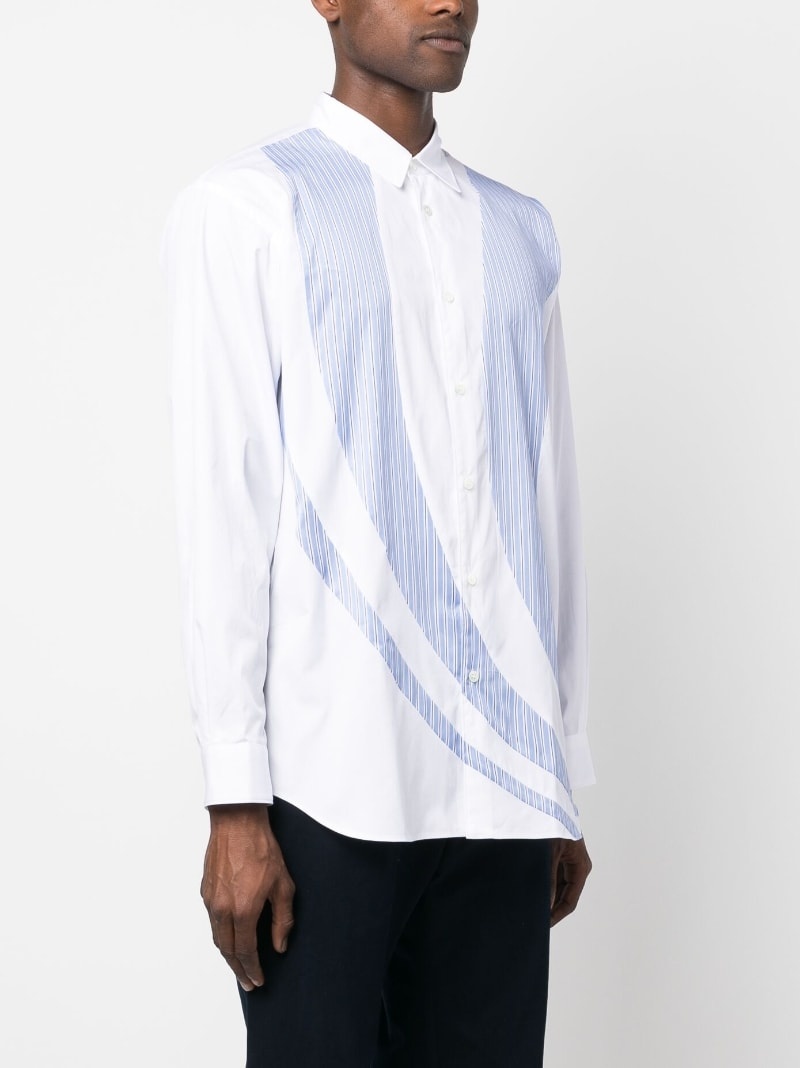 stripe-panelling cotton shirt - 3