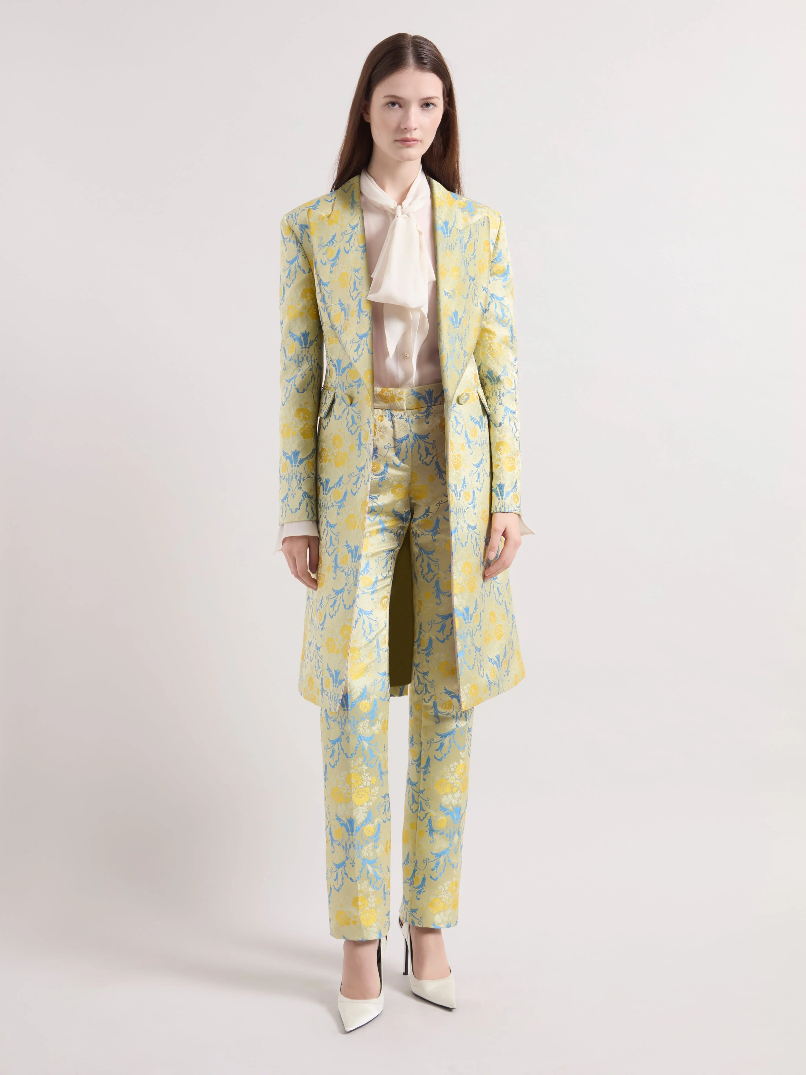 Flower Jacquard Frock Coat - 1