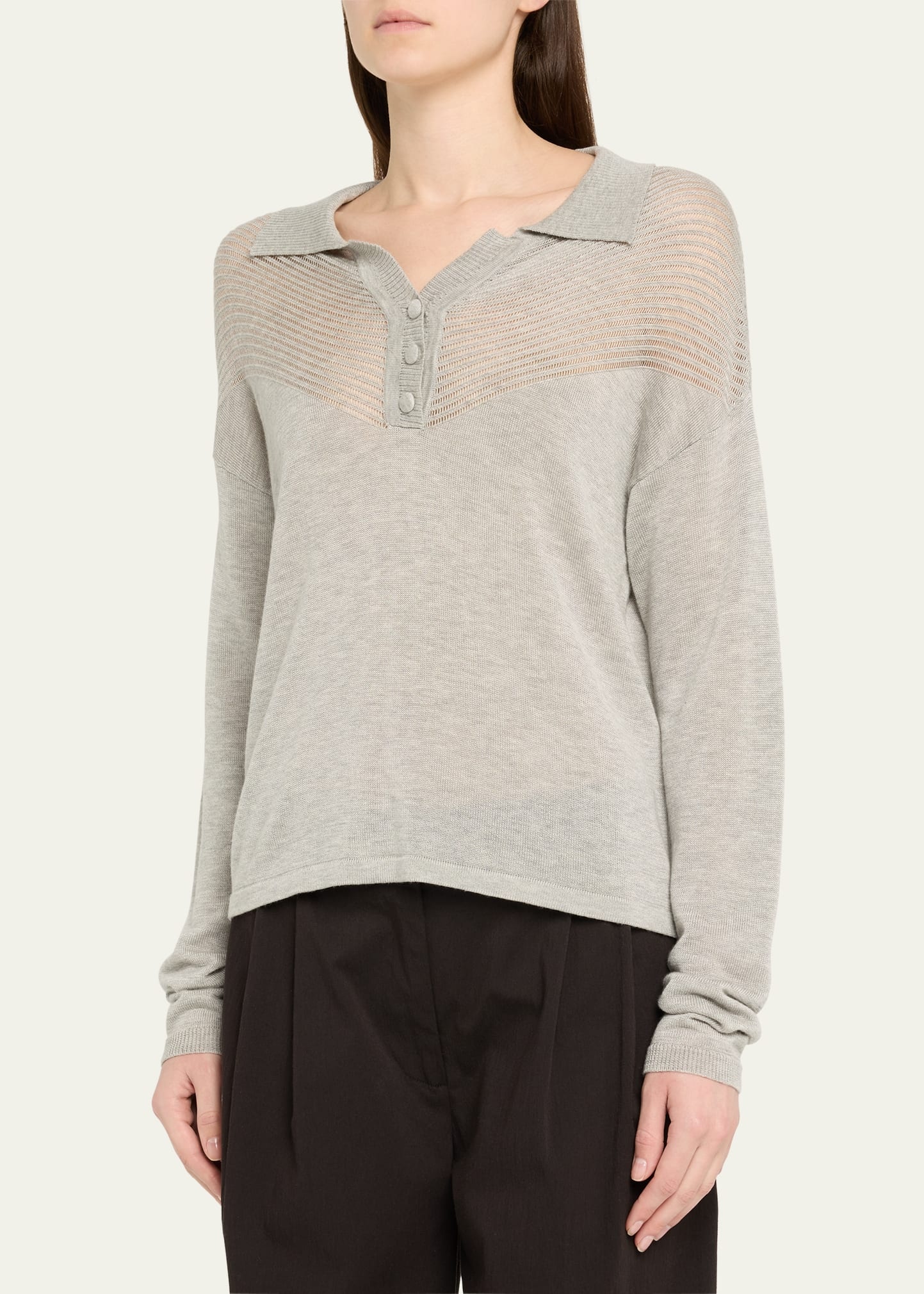 Nell Lightweight Cashmere Polo Sweater - 4