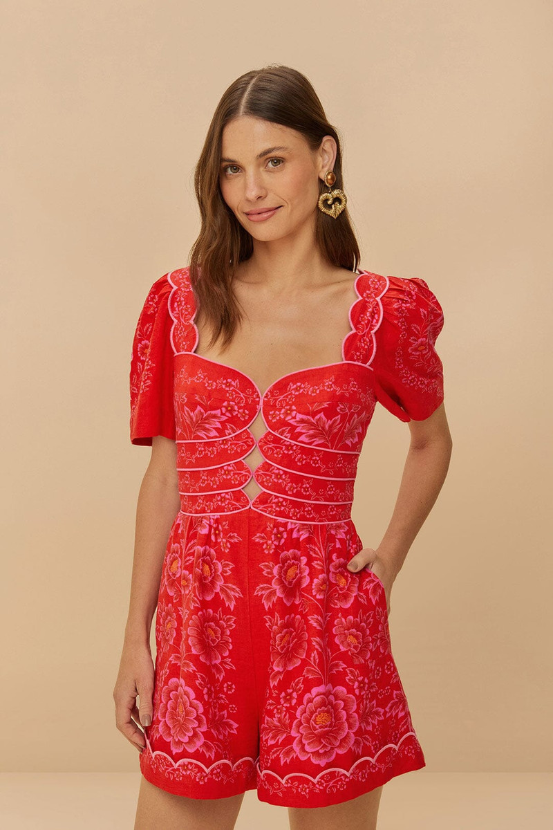 Red Olivia Cut-Out Lenzing™ Ecovero™ Euroflax™  Romper 1