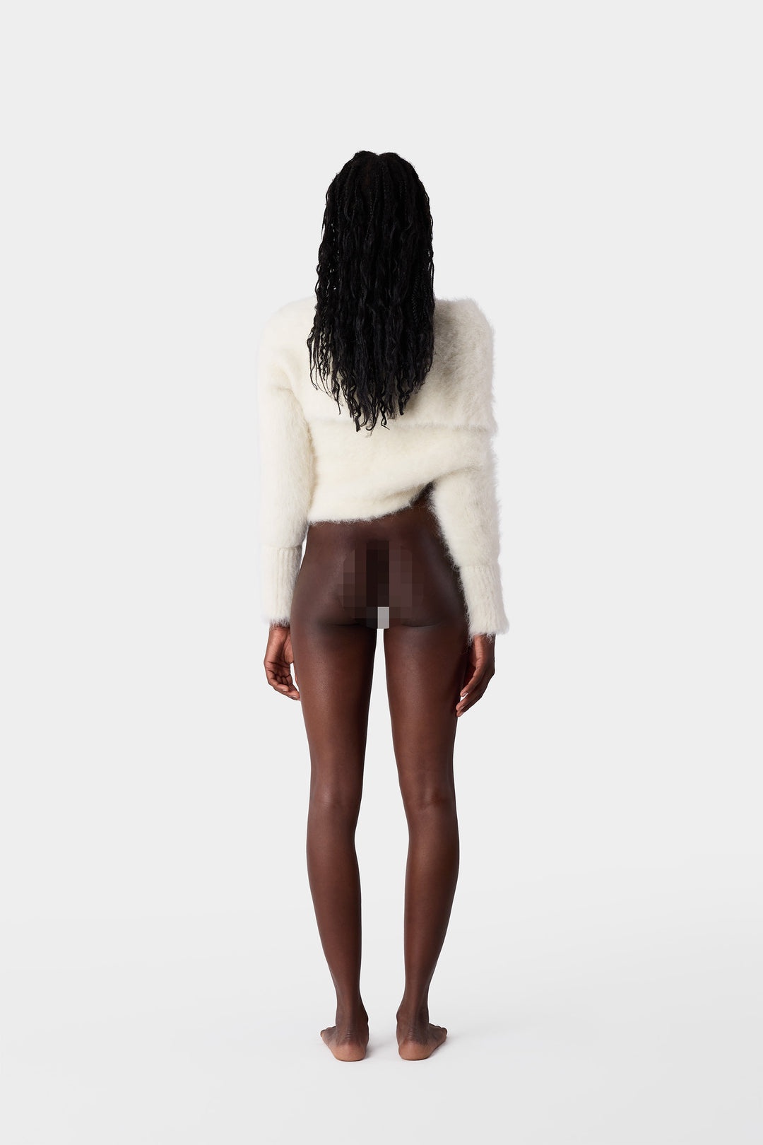 HAIRY KNIT WRAPPED TOP / off white - 5