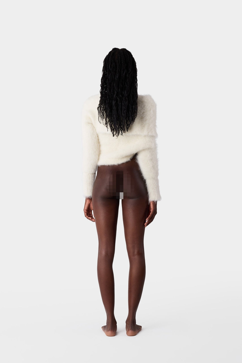 HAIRY KNIT WRAPPED TOP / off white 5