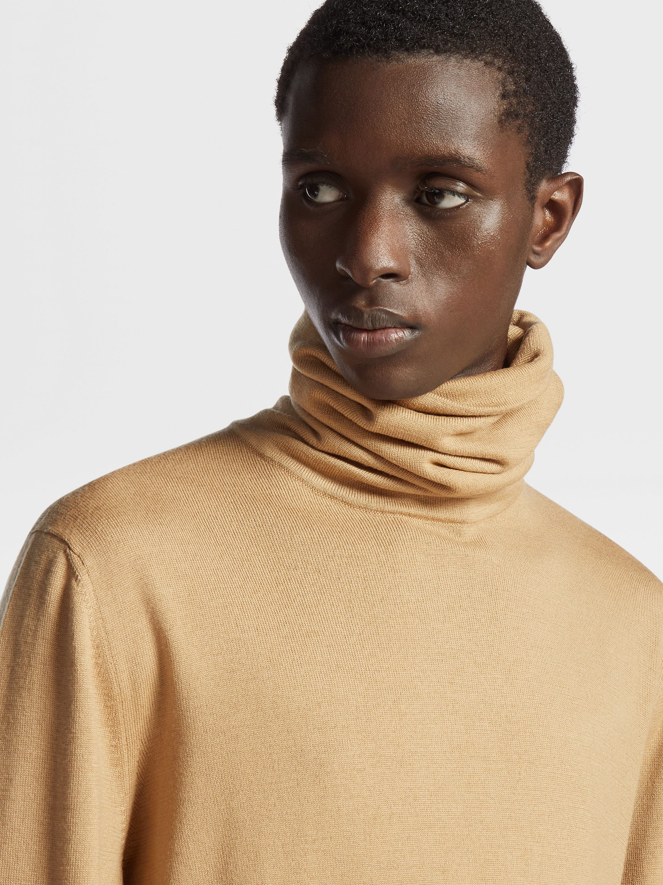 BEIGE WOOL TURTLENECK - 4